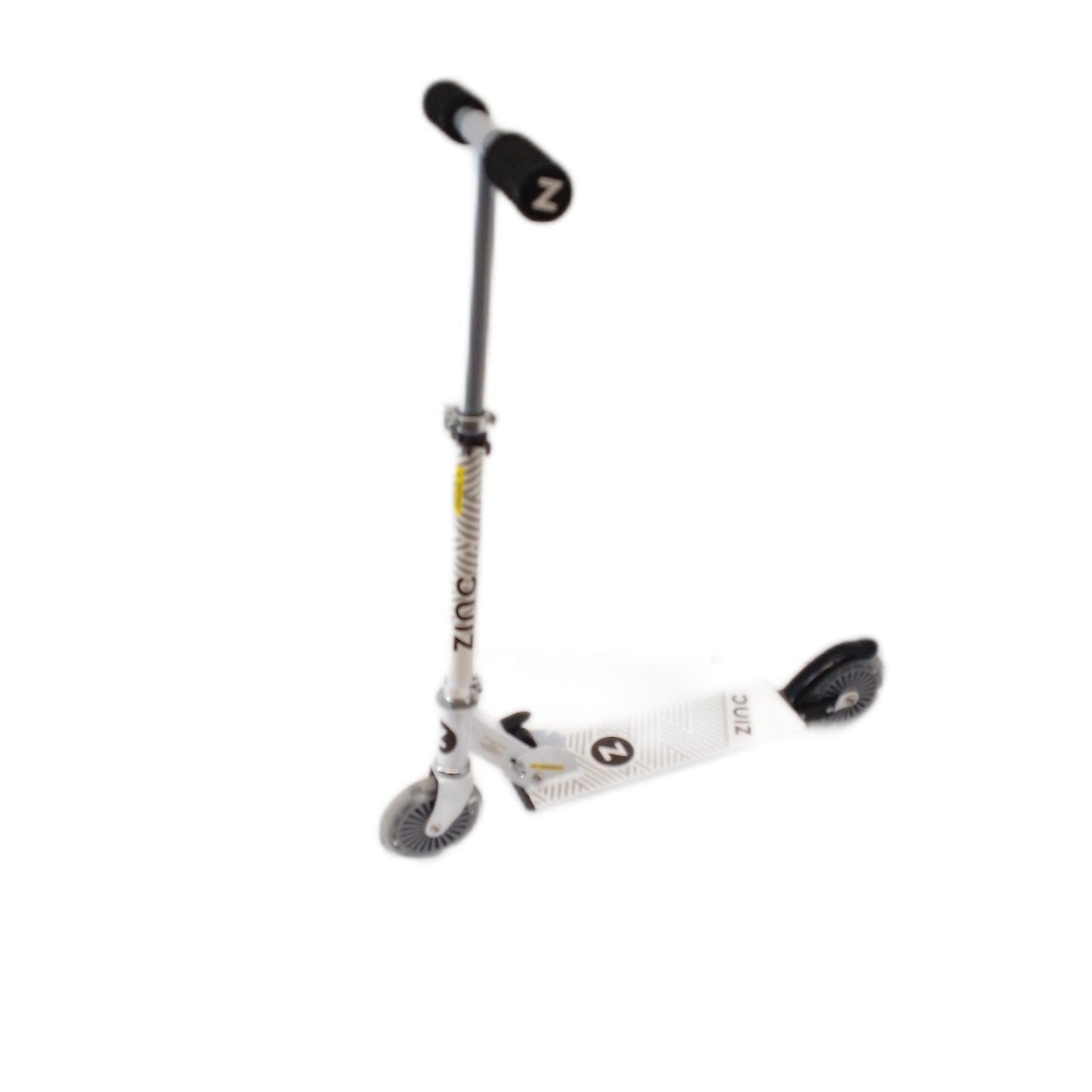 Zinc Two Wheeled Rider Kinderroller ab 3 Jahren – Faltbarer 2-Rad-Scooter mit LED-Rädern, leicht, höhenverstellbar, rutschfest, Hinterradbremse, weiche Griffe, Weiß