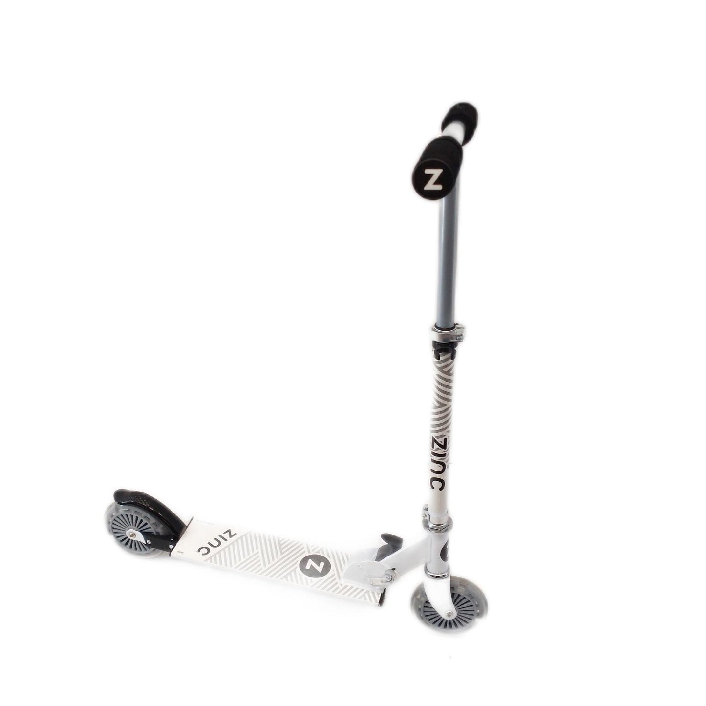 Zinc Two Wheeled Rider Kinderroller ab 3 Jahren – Faltbarer 2-Rad-Scooter mit LED-Rädern, leicht, höhenverstellbar, rutschfest, Hinterradbremse, weiche Griffe, Weiß