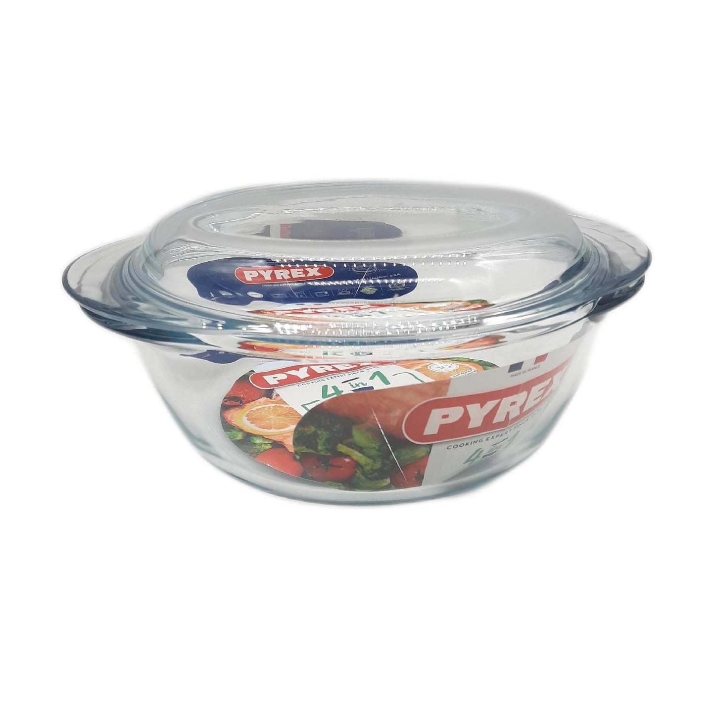 Pyrex Kasserolle Kochgeschirr 21 Liter spülmaschinenfest rund transparent mit Deckel groß