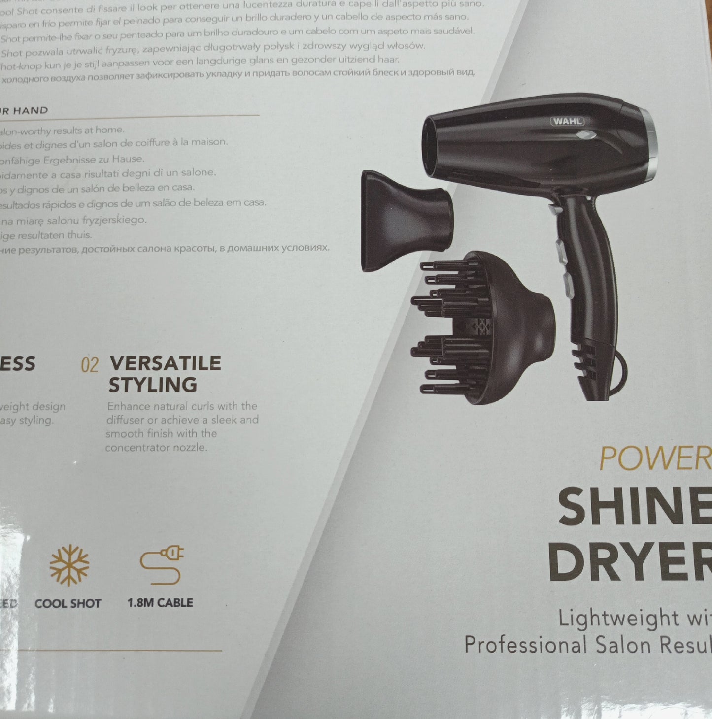 WAHL Haartrockner Haartrockner Power Shine mit Cool Shot Taste und 3 Heiz