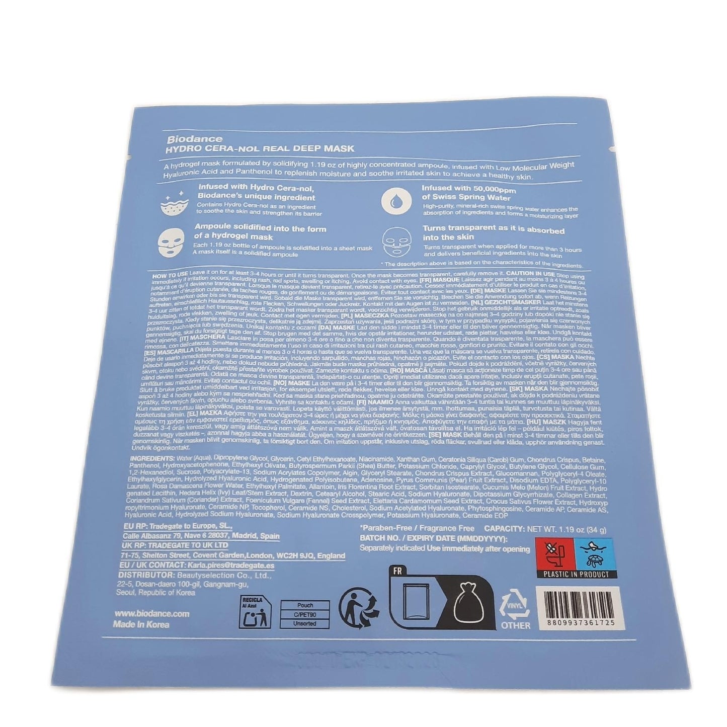 BIODANCE Hydro Cera-nol Real Deep Maske Overnight Hydrogel Maske 19.02.2028