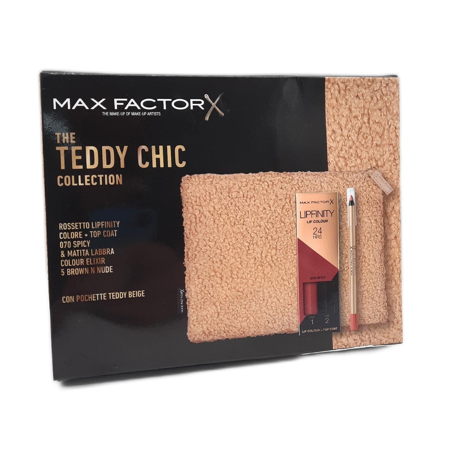 Max Factor Clutch Damenmode Teddy Chic Geschenkbox aus weichem Teddy Stoff elegant zu tragen