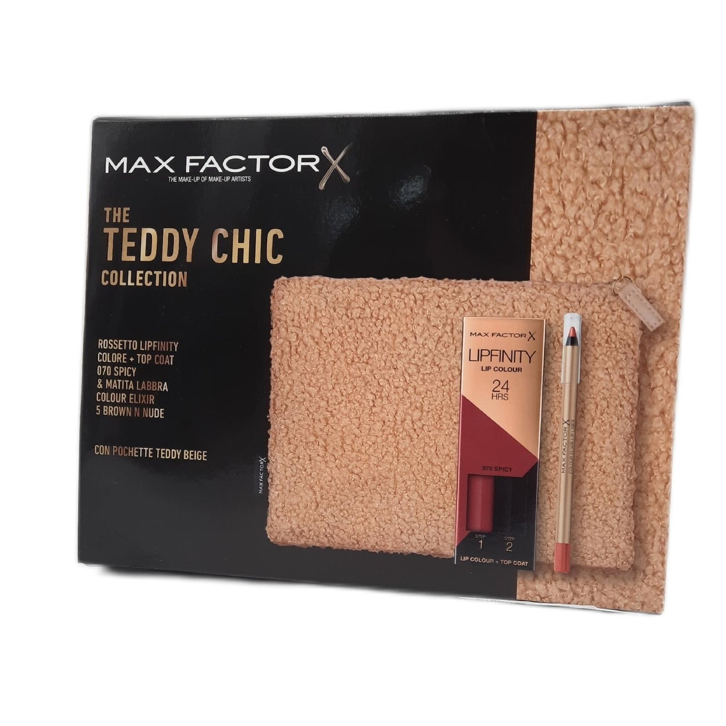 Max Factor Clutch Damenmode Teddy Chic Geschenkbox aus weichem Teddy Stoff elegant zu tragen