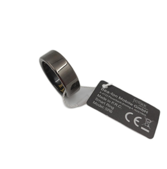 Beafon elixx Smart Ring SR6 Schwarz Grösse 10 621 mm Fitness Tracking Herzfrequenz Blutdruck Schrittzähler IP68 Bluetooth Edelstahl Ladebox Akkulaufzeit 7 Tage