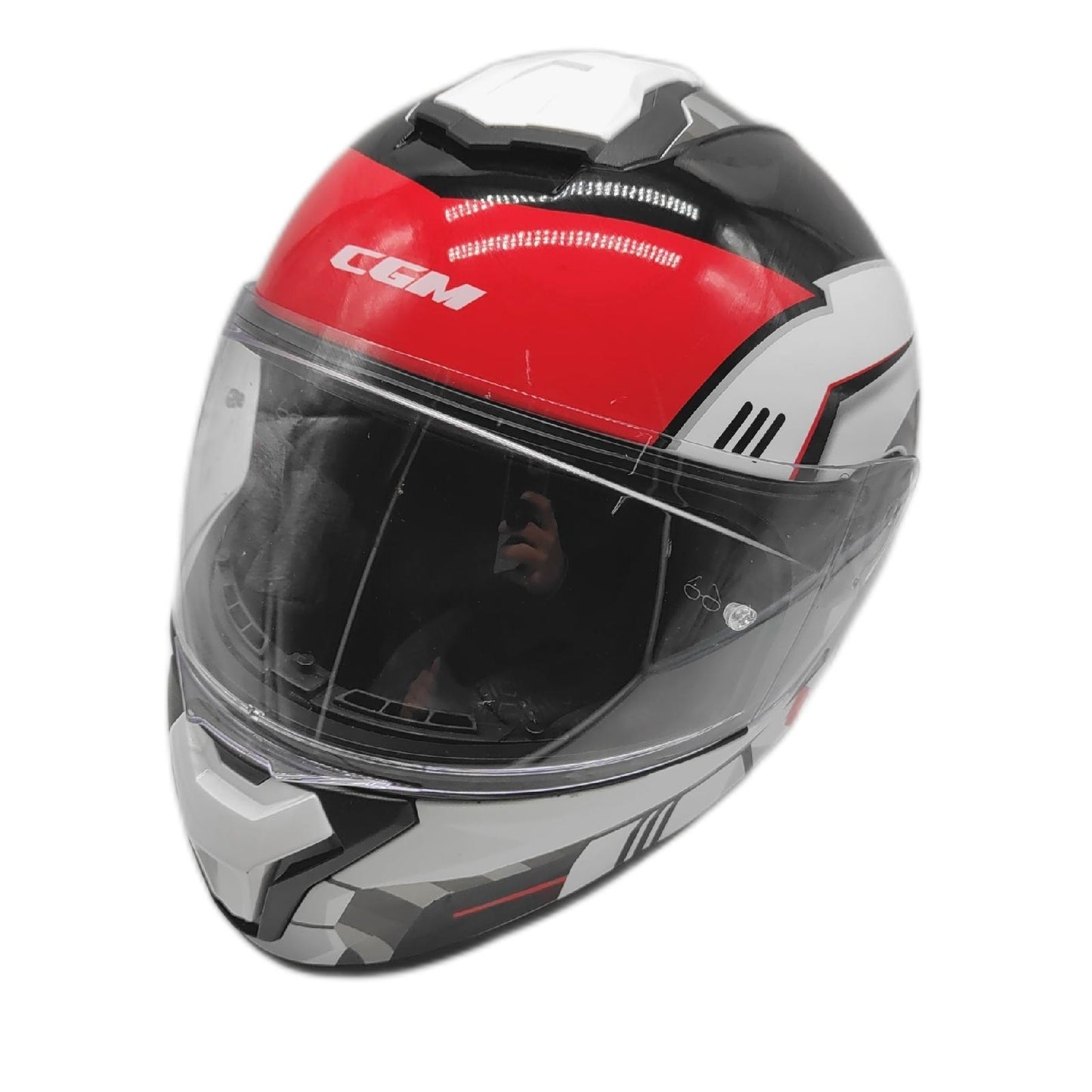 CGM Helm Motorradhelm Schutzhelm 330S Riot Space Weiß Schwarz Rot S 55 56 cm American Style