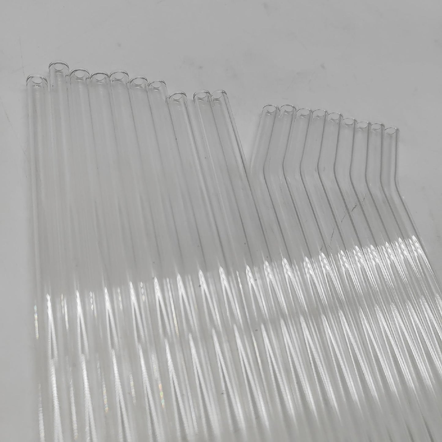 Glasstrohhalme Set Trinkhalme Haushaltswaren 20 transparente gebogene Halme wiederverwendbar nachhaltig umweltfreundlich