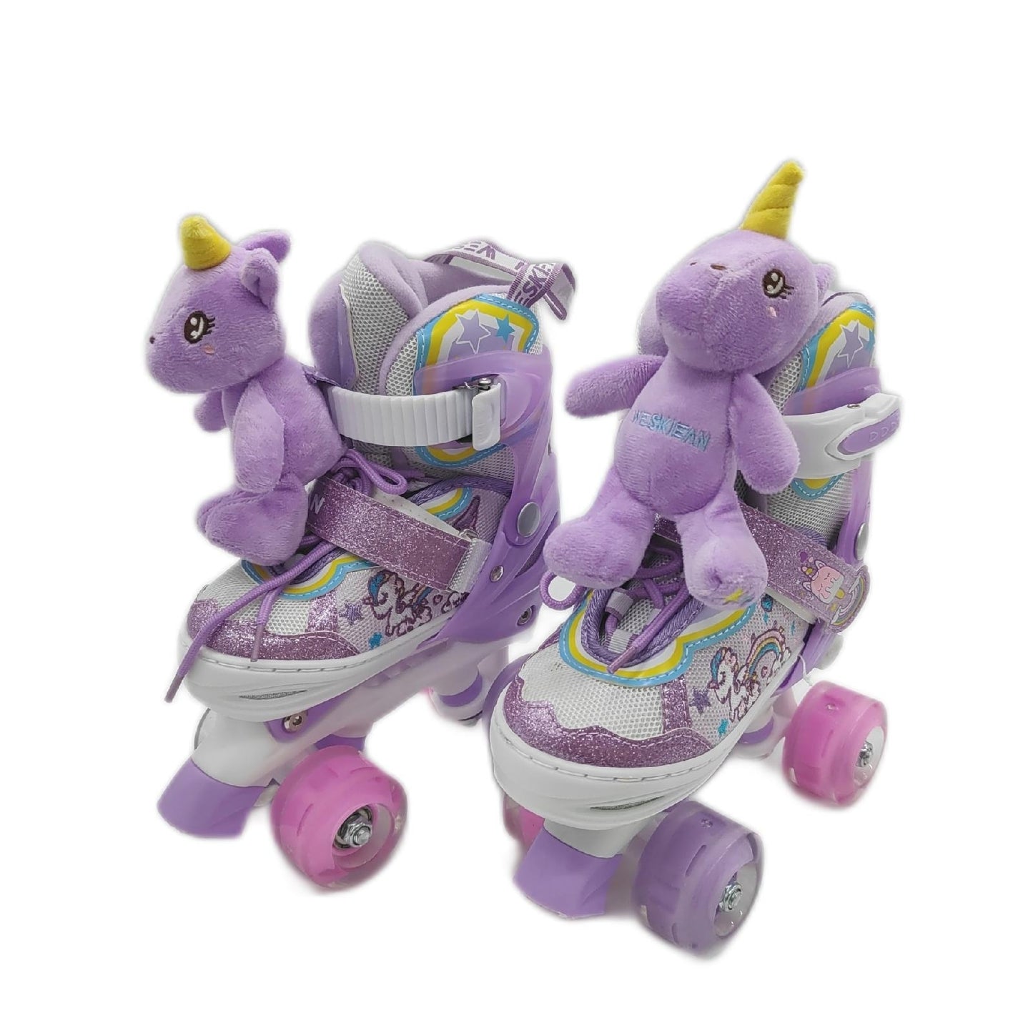 Kinder Einhorn Puppe Rollschuhe Kinderschuhe Mädchen Freizeitvergnügen verstellbar Leuchtende Räder 4 Größen