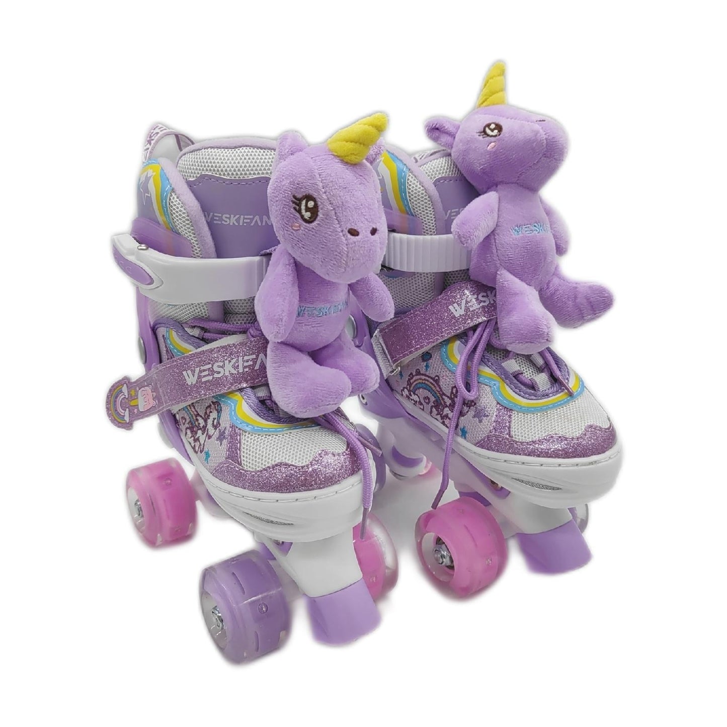 Kinder Einhorn Puppe Rollschuhe Kinderschuhe Mädchen Freizeitvergnügen verstellbar Leuchtende Räder 4 Größen