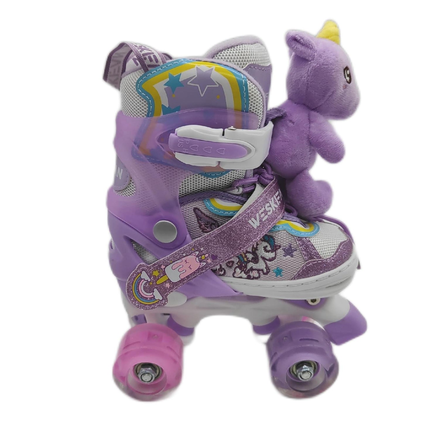 Kinder Einhorn Puppe Rollschuhe Kinderschuhe Mädchen Freizeitvergnügen verstellbar Leuchtende Räder 4 Größen