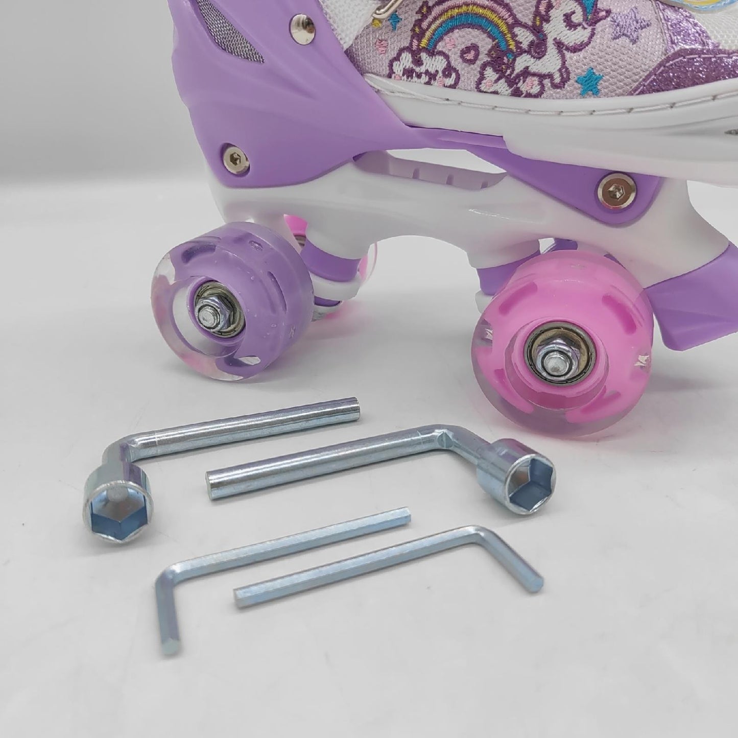 Kinder Einhorn Puppe Rollschuhe Kinderschuhe Mädchen Freizeitvergnügen verstellbar Leuchtende Räder 4 Größen