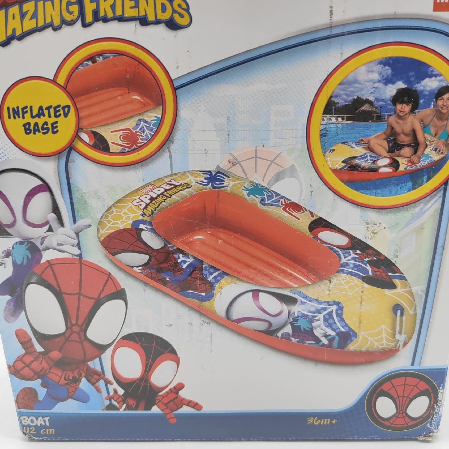 Mondo Toys Aufblasbares Boot Kinder Spielzeug Marvel Spidey Big Boat Softboden 112 cm