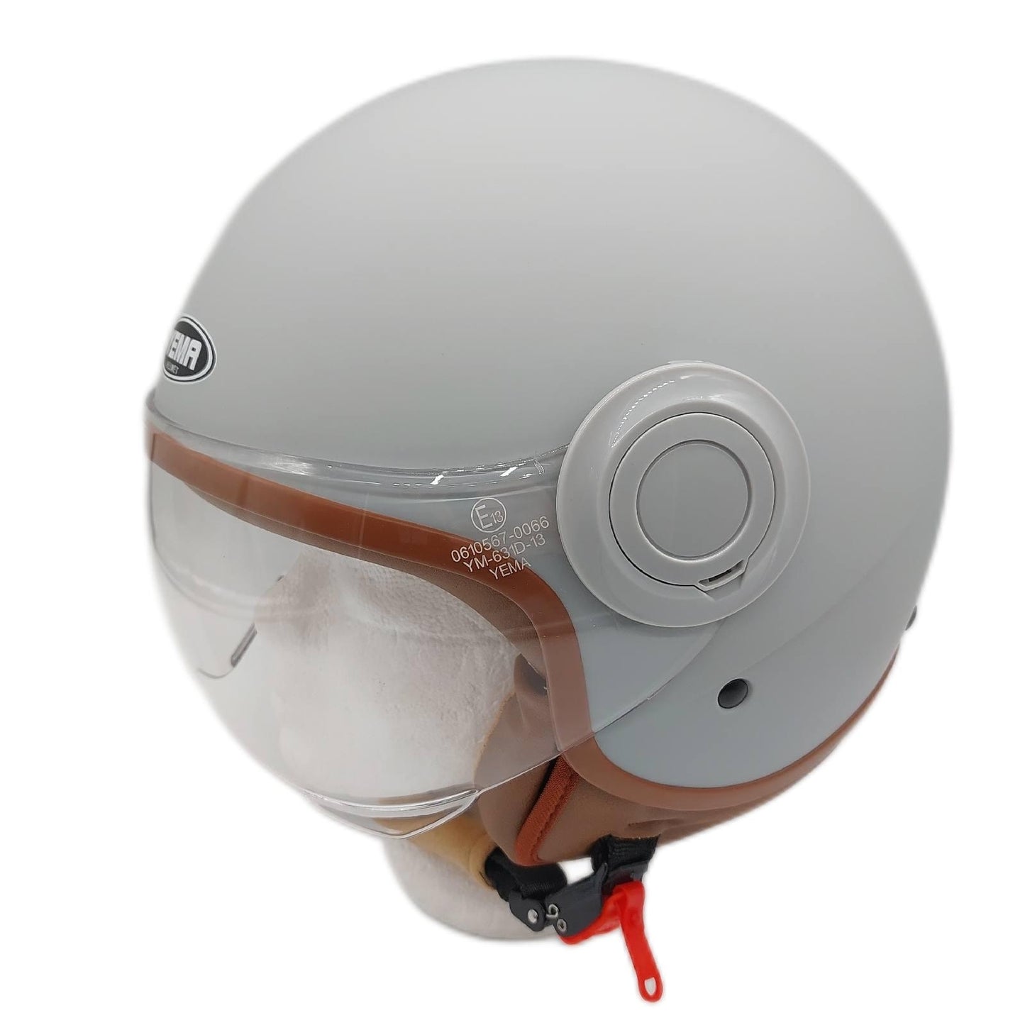 YEMA Helm Jethelm Motorradhelm DW 631 Moped für Herren Damen Grau Stabilität Sicherheit