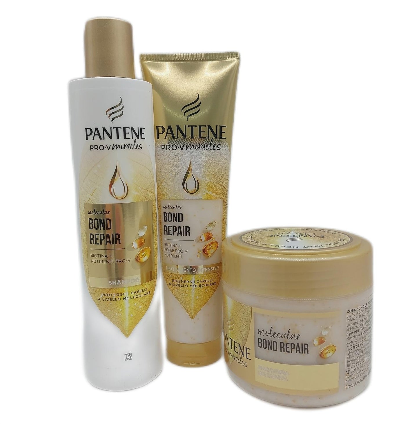 Pantene Set Capelli Molecular Bond Repair Shampoo 250ml Maschera 300ml Shampoo