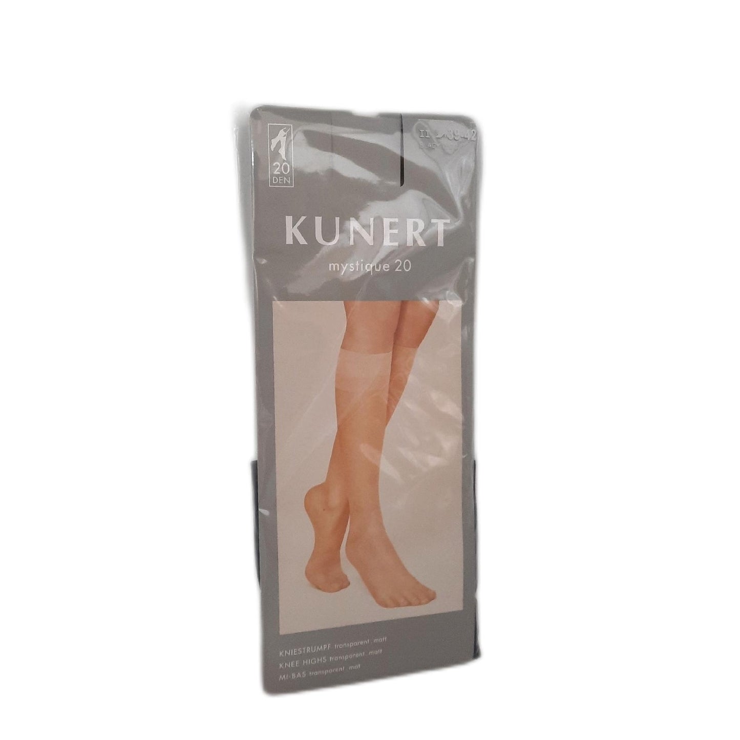 Kunert Damen Kniestrümpfe Strumpfwaren Mystique 20 transparent elegante Optik Black Premium