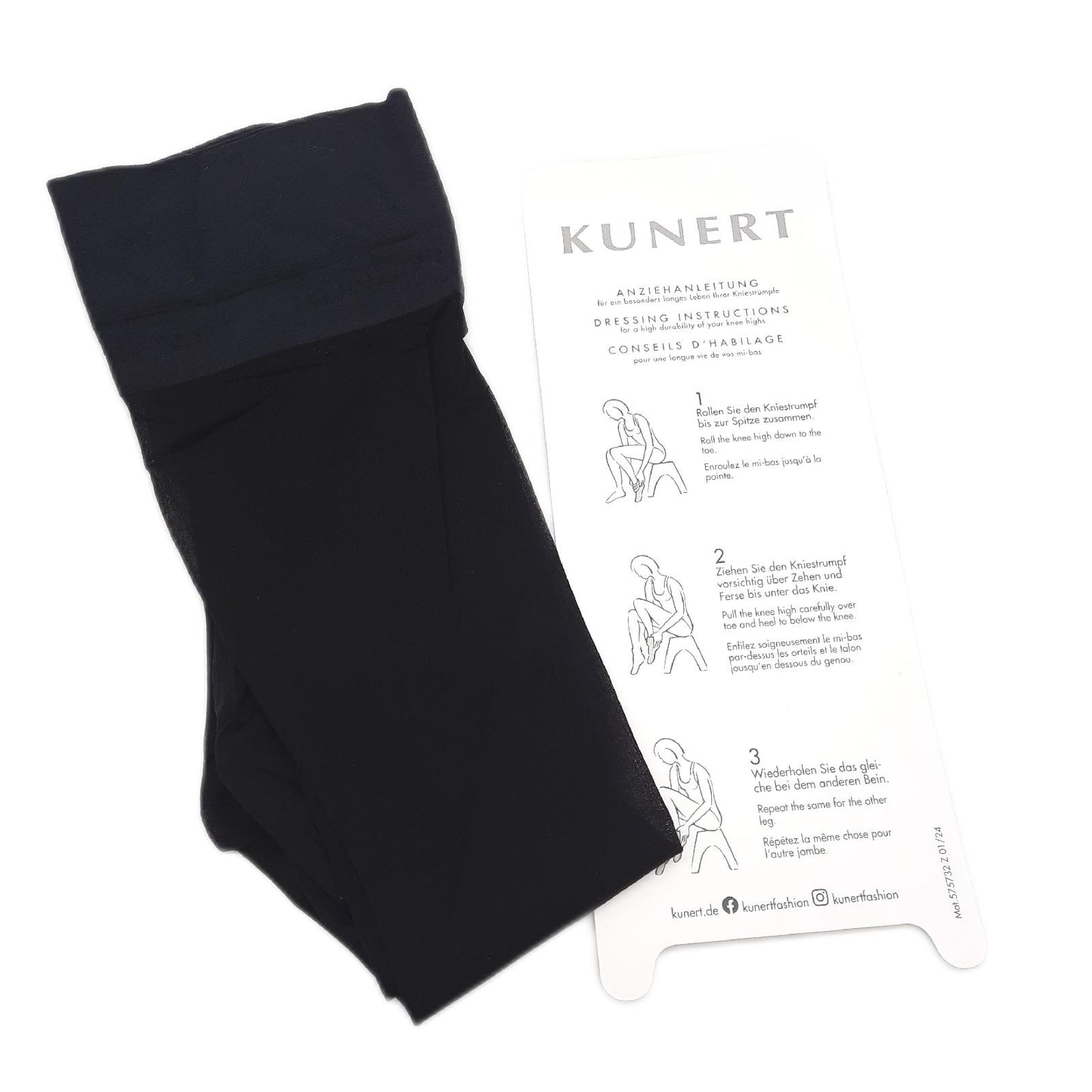 Kunert Damen Kniestrümpfe Strumpfwaren Mystique 20 transparent elegante Optik Black Premium