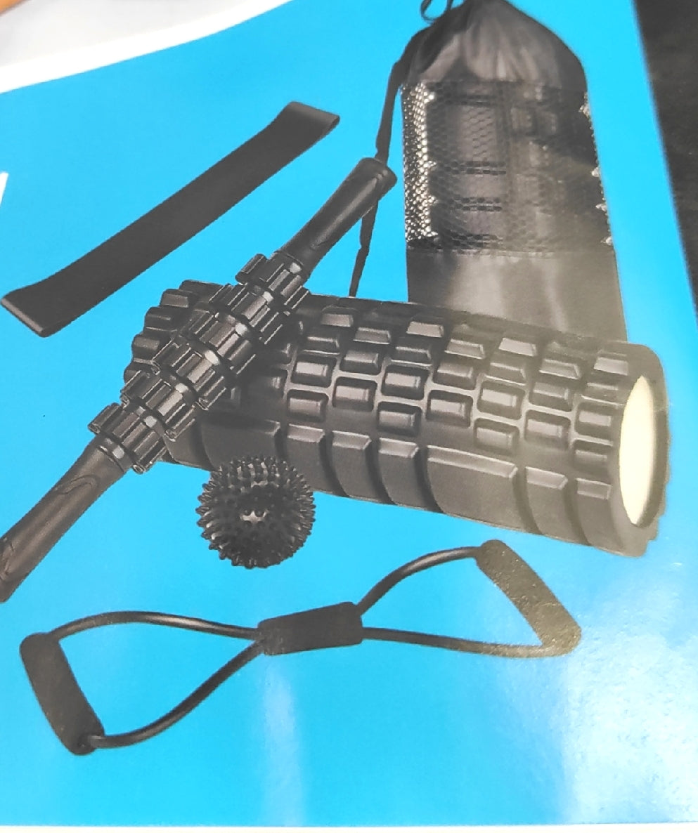 Qveetry Massage Foam Roller Massagegeräte Fitness Zubehör mit Rollstab und Massagebälle zur Entspannung