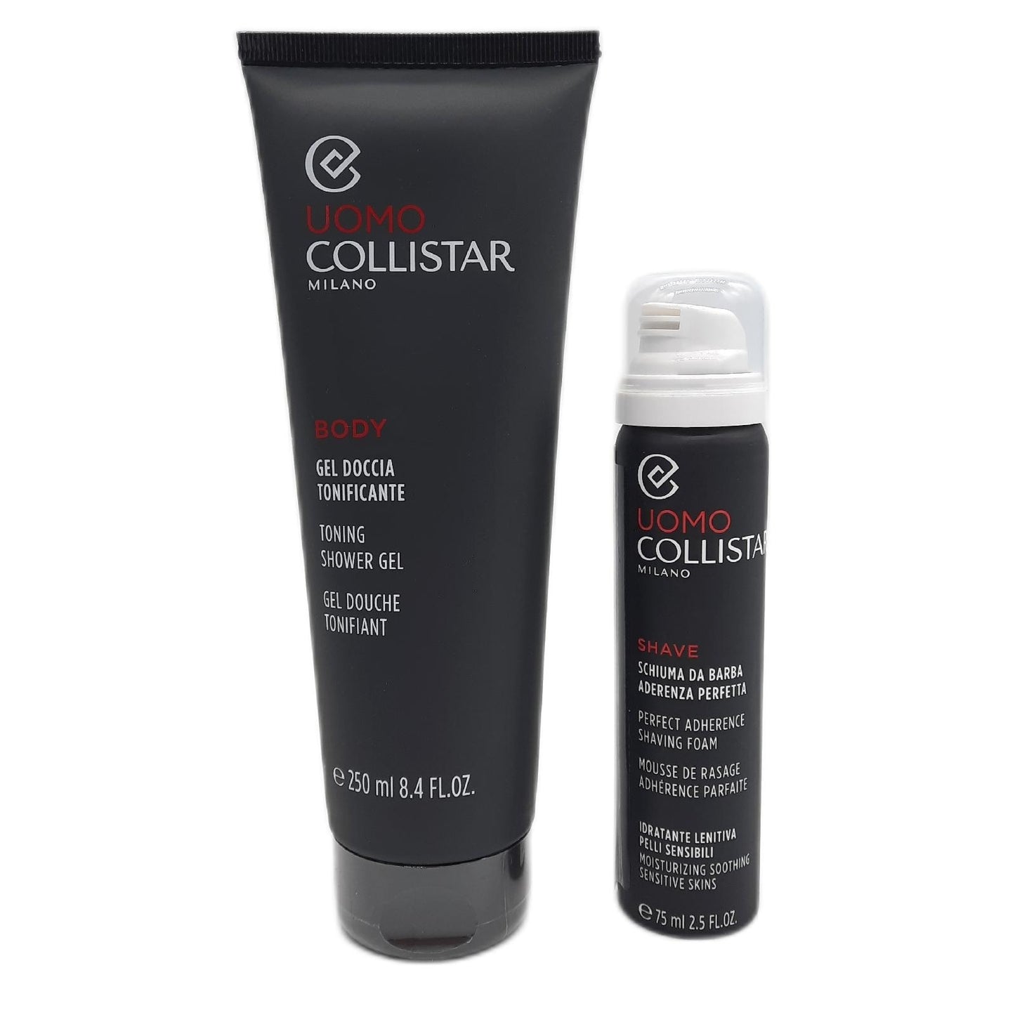 Collistar Herren Set Duschpflege Rasur Belebendes Duschgel 250 ml Tasche Pflege