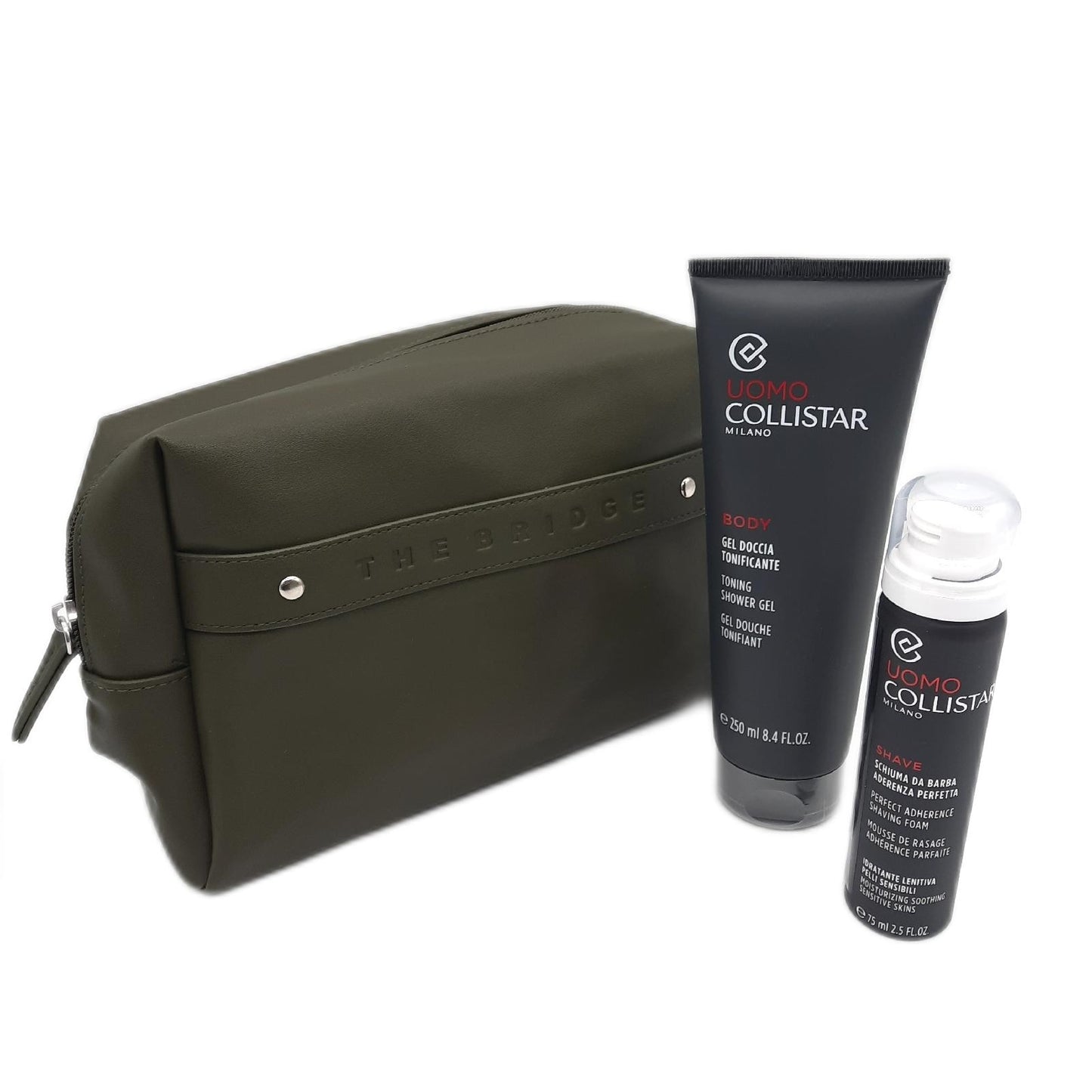 Collistar Herren Set Duschpflege Rasur Belebendes Duschgel 250 ml Tasche Pflege