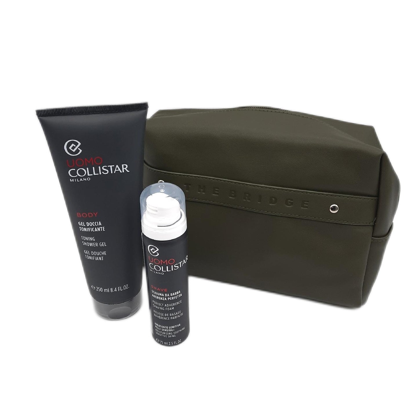 Collistar Herren Set Duschpflege Rasur Belebendes Duschgel 250 ml Tasche Pflege