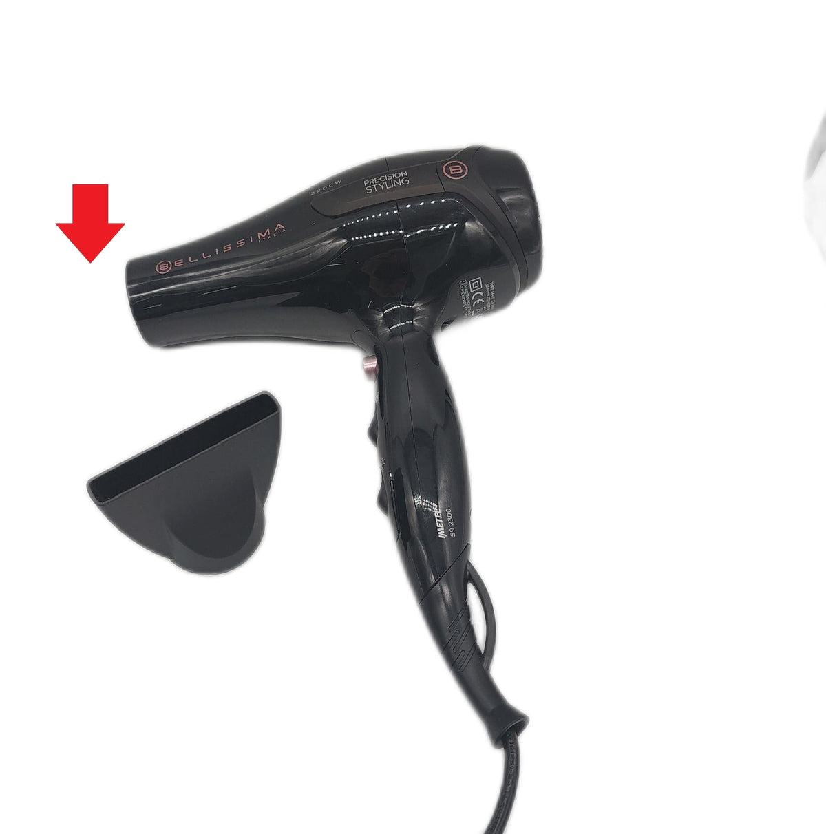 Bellissima S9 2300 Schnellhaartrockner mit einem Aufsatz fehlt