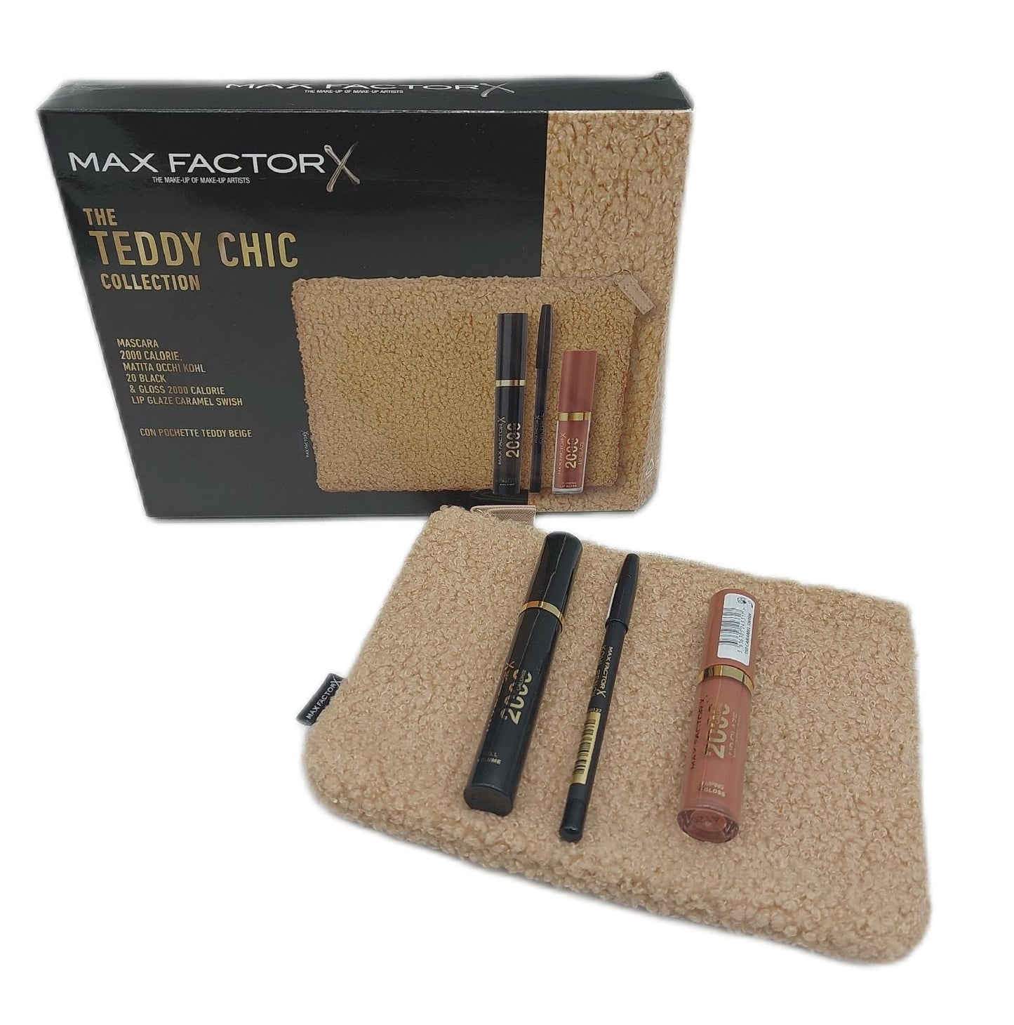 Max Factor Clutch Damen Geschenkbox Teddy Chic weicher Stoff modisch elegant weich