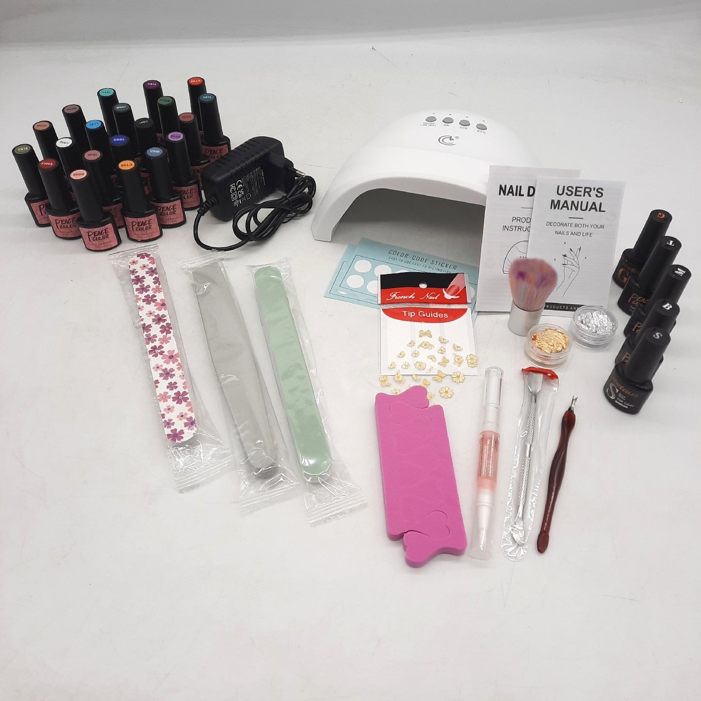 PEACECOLOR Nagelset Nagelpflege 38 teilig Gel Nagellack Lampe