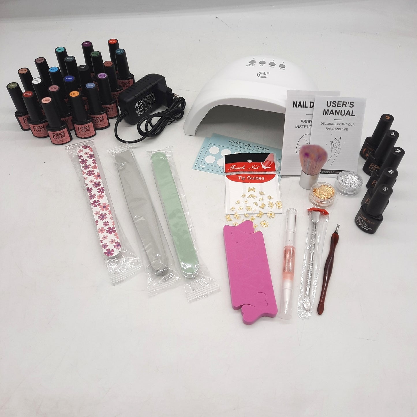 PEACECOLOR Nagelset Nagelpflege 38 teilig Gel Nagellack Lampe