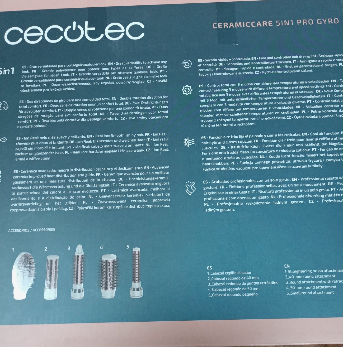 Cecotec Haarstyler Bamba CeramicCare Pro 5in1 Airbrush ein Aufsatz