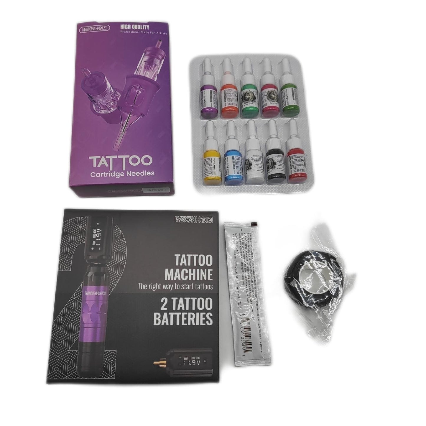 Wormhole Tattoo Kit Tätowierbedarf Tattoozubehör Kabellose Tätowiermaschine