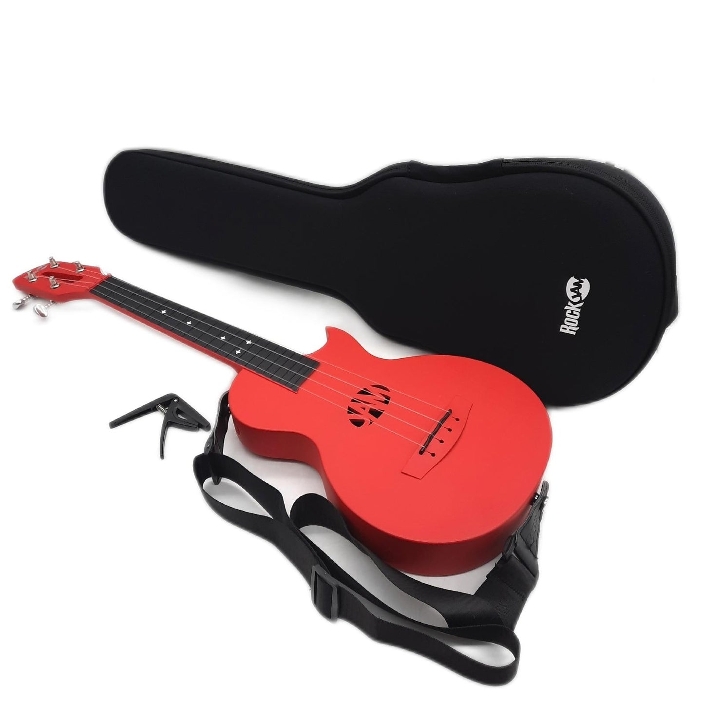RockJam Kohlefaser Ukulele mit Koffer Gurt  - Unvollständig- ohne Ersatzsaiten
