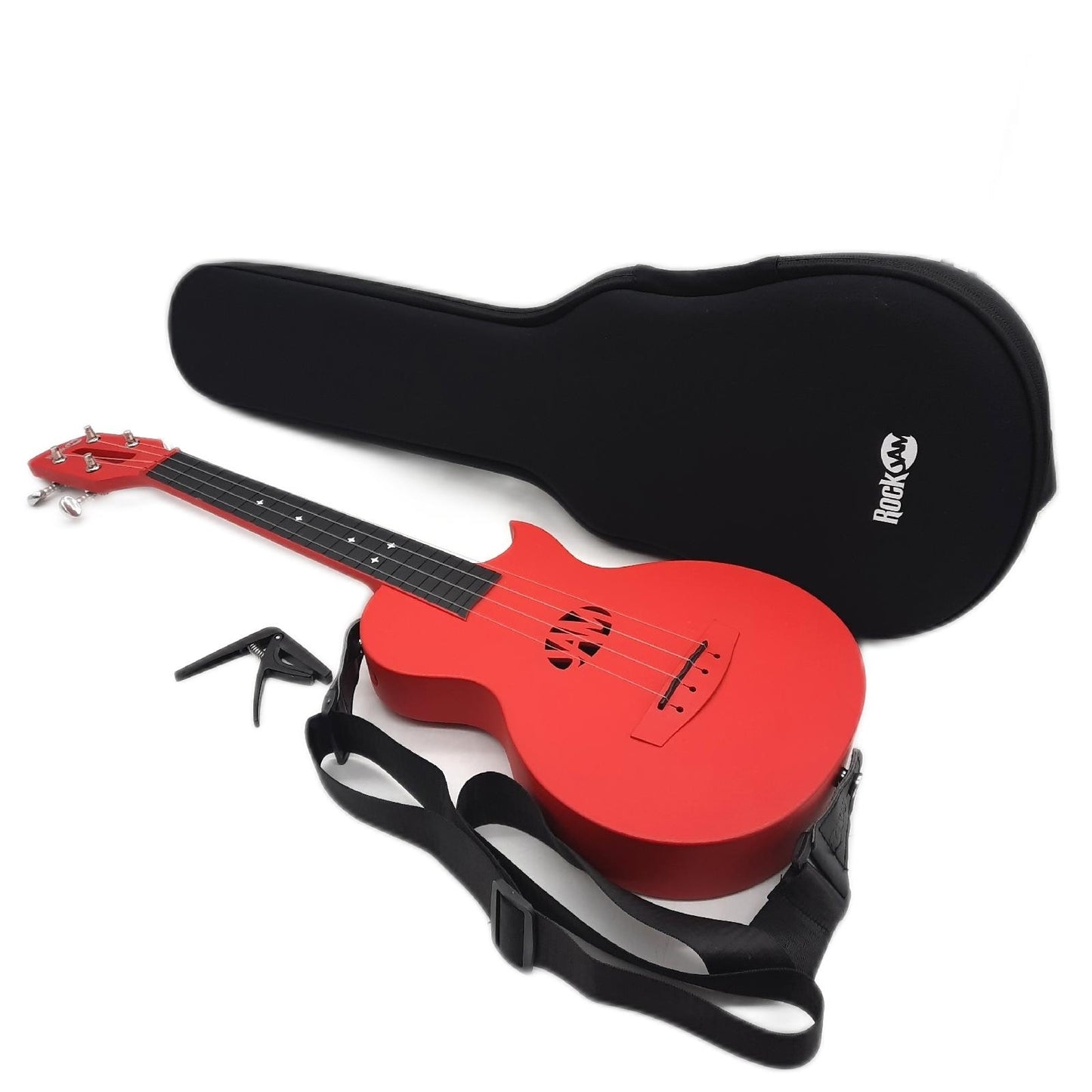 RockJam Kohlefaser Ukulele mit Koffer Gurt  - Unvollständig- ohne Ersatzsaiten