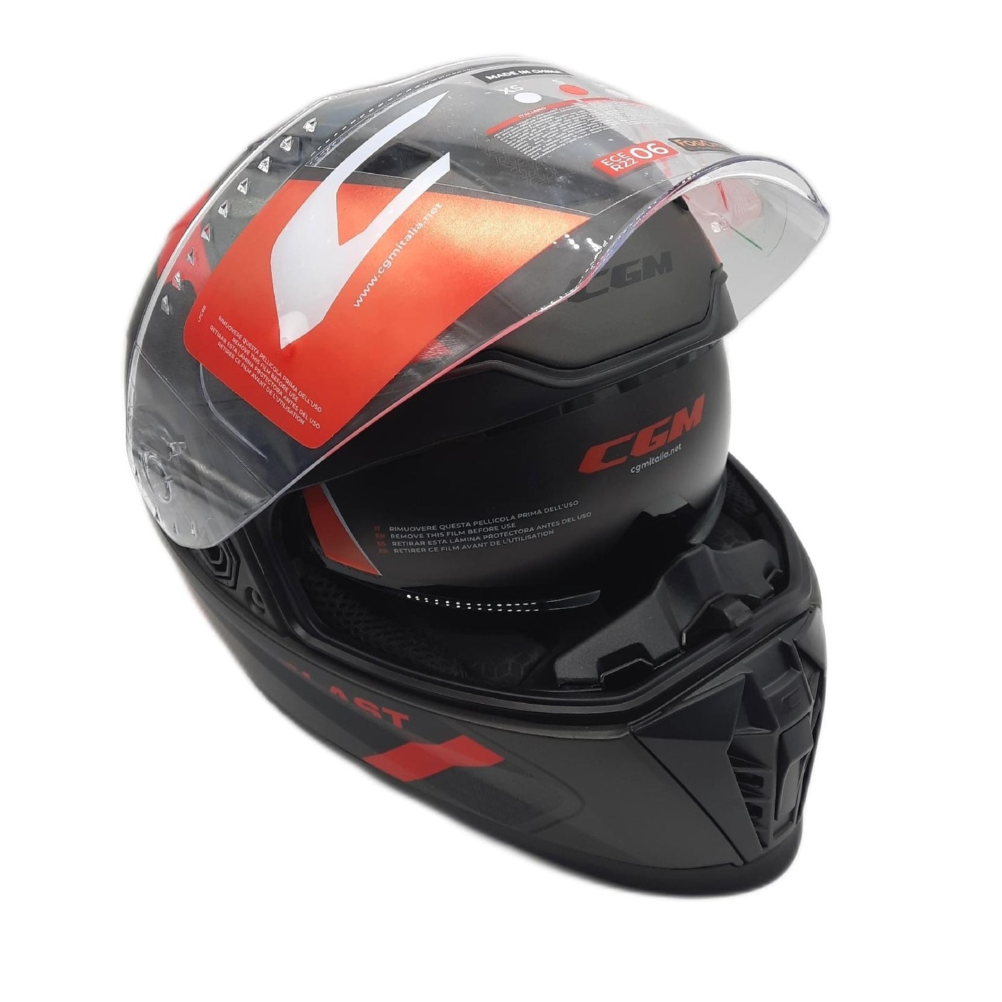CGM Integralhelm Motorradbekleidung 311R Blast Race Anthrazit Matt Rot Sicherheit S 55 56 cm