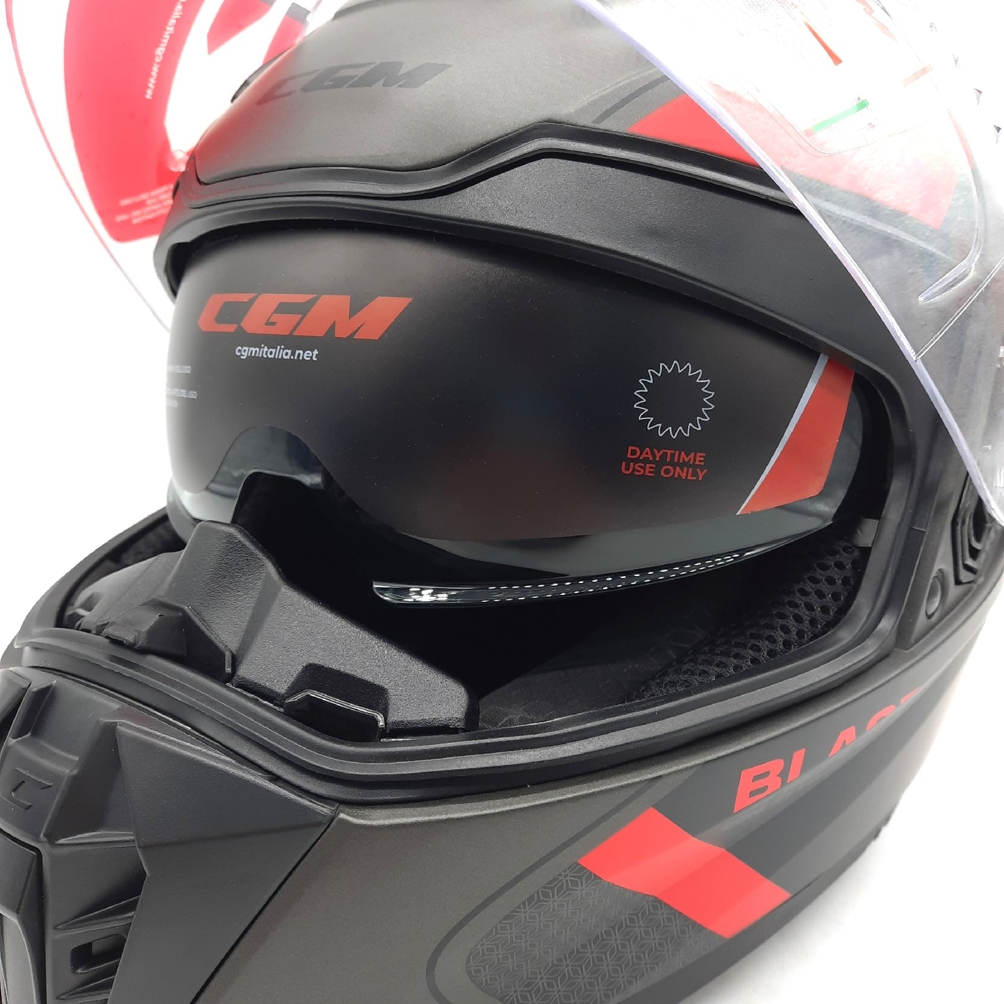 CGM Integralhelm Motorradbekleidung 311R Blast Race Anthrazit Matt Rot Sicherheit S 55 56 cm