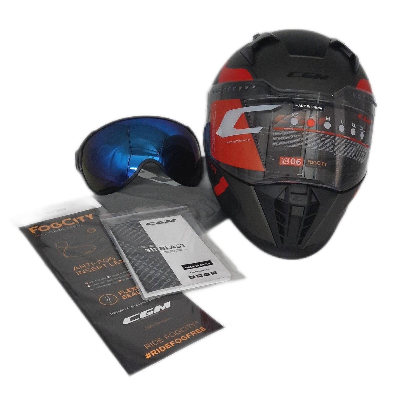 CGM Integralhelm Motorradbekleidung 311R Blast Race Anthrazit Matt Rot Sicherheit S 55 56 cm