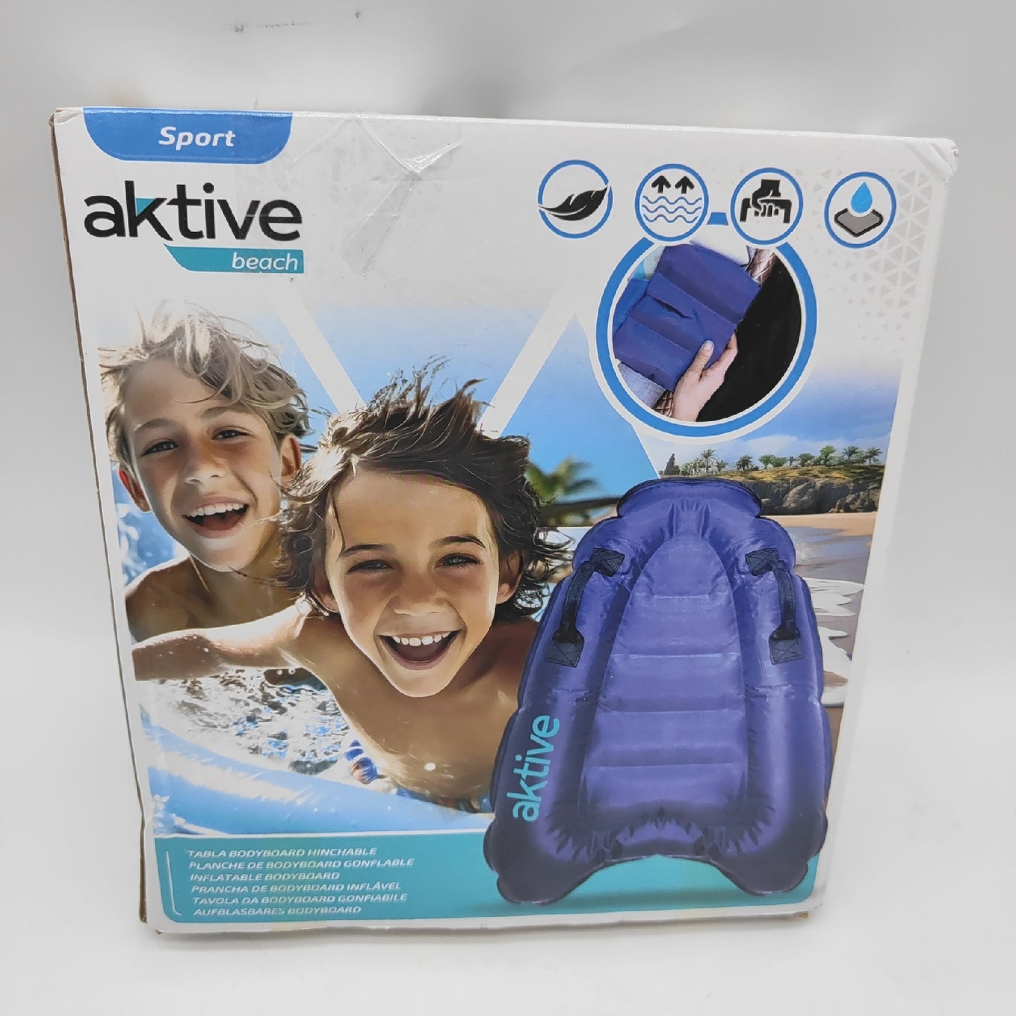 AKTIVE Bodyboard Wassersport Aufblasbar 50x70 cm Kinder Erwachsene Strandspaß