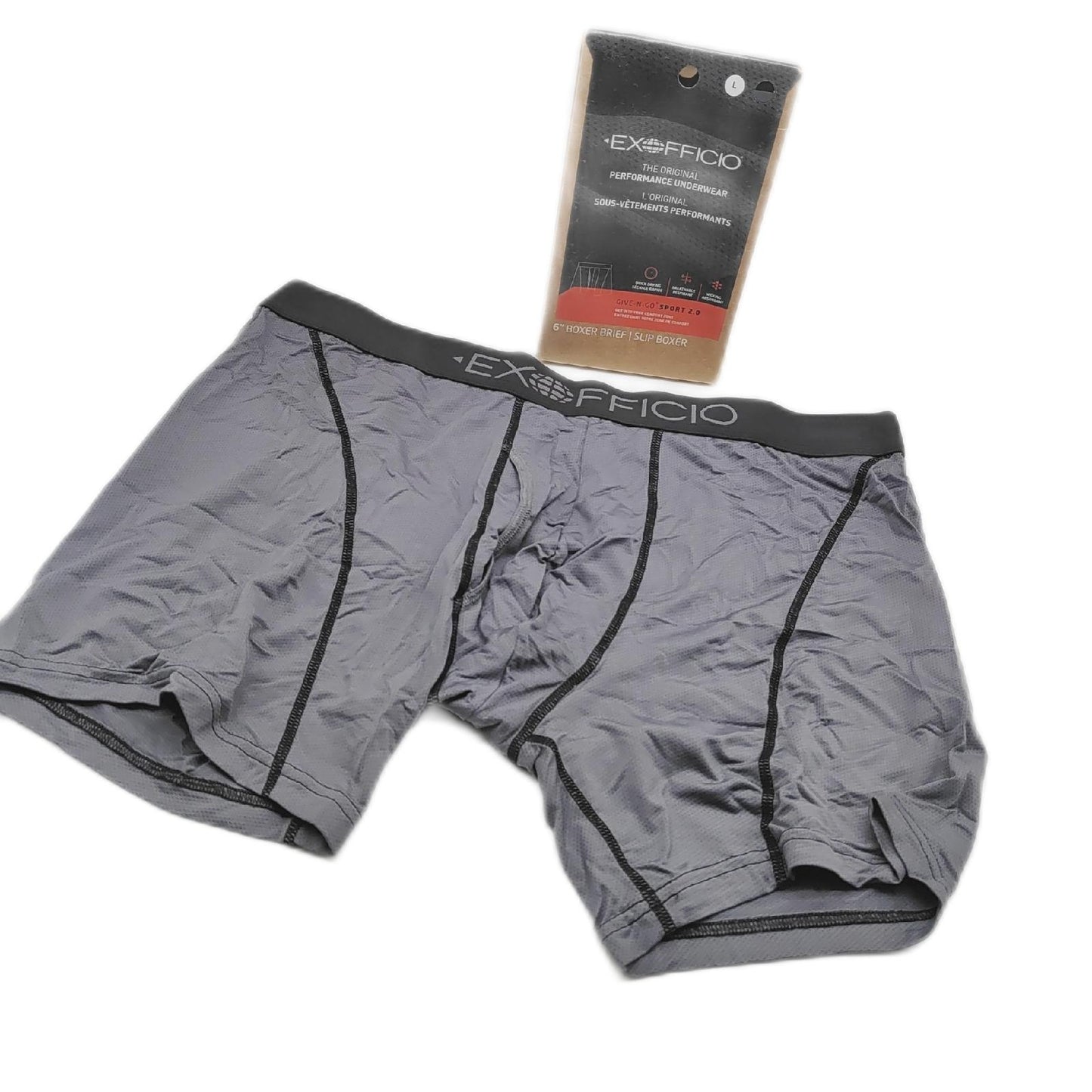ExOfficio Boxershorts Herrenbekleidung Give n Go Sport Mesh 2 0 Komfort Baumwolle atmungsaktiv schwarz Stahl Onyx