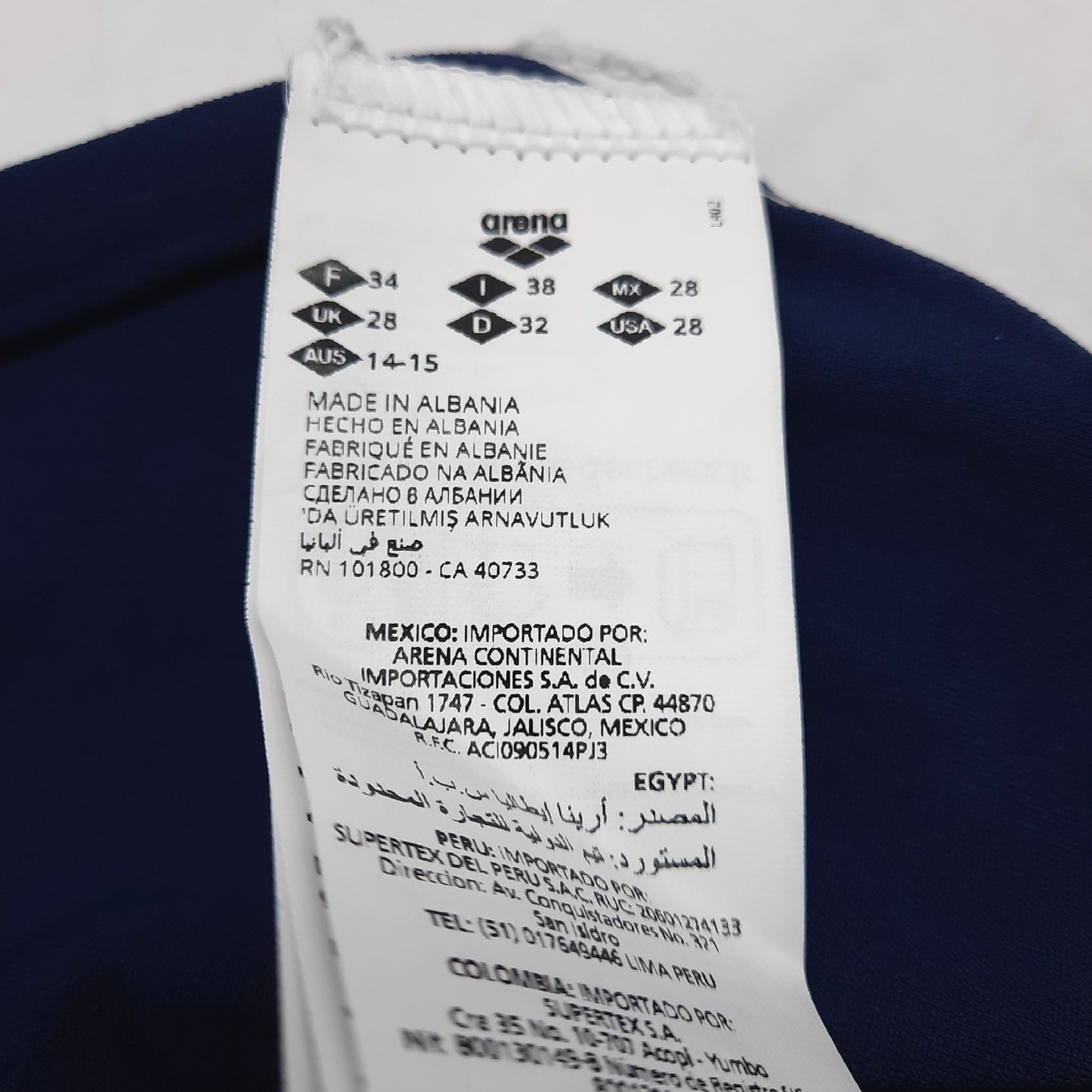 Arena Damen Badeanzug Schwimmbekleidung Challenge Back Solid Navy White Sportlich Wasseraktiv