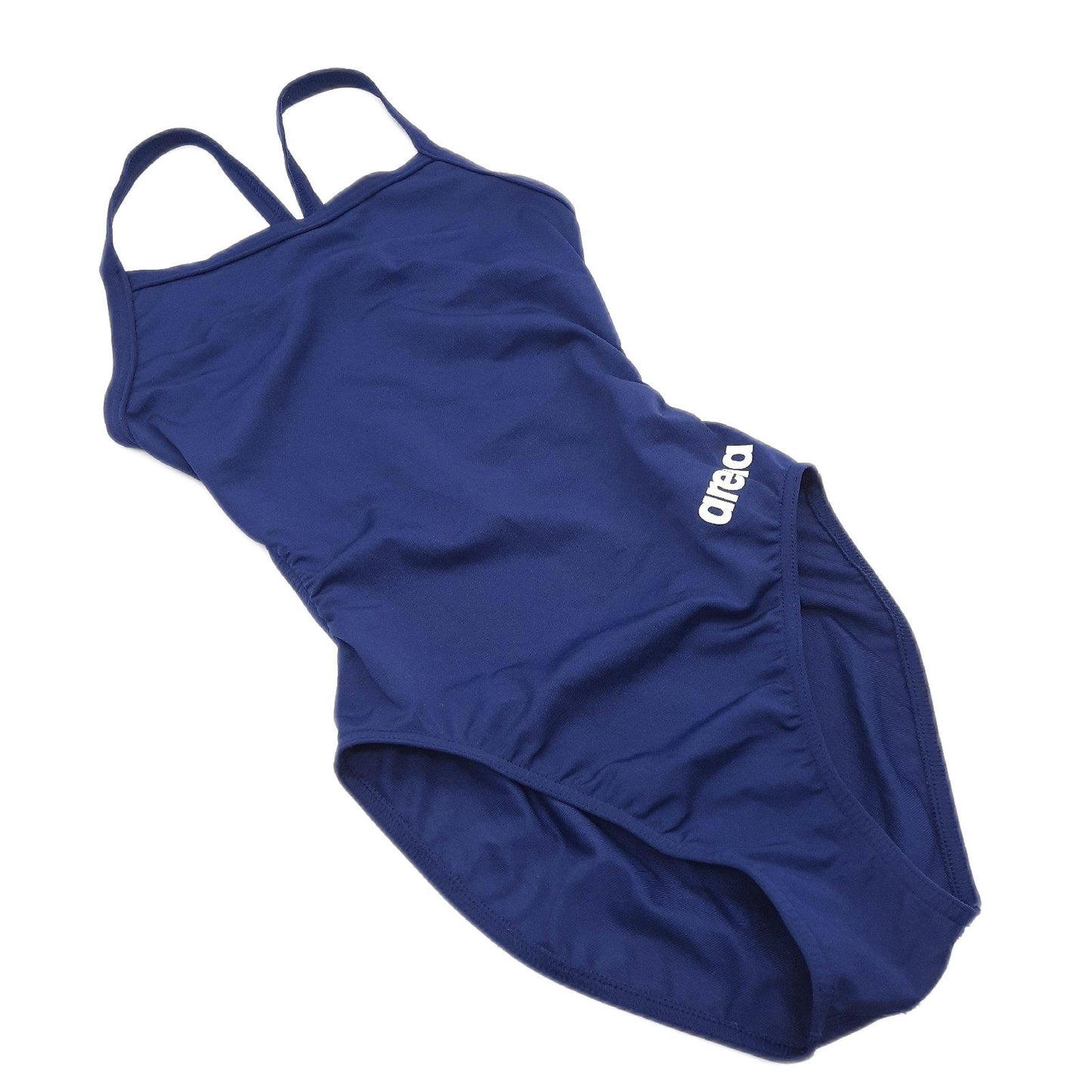 Arena Damen Badeanzug Schwimmbekleidung Challenge Back Solid Navy White Sportlich Wasseraktiv