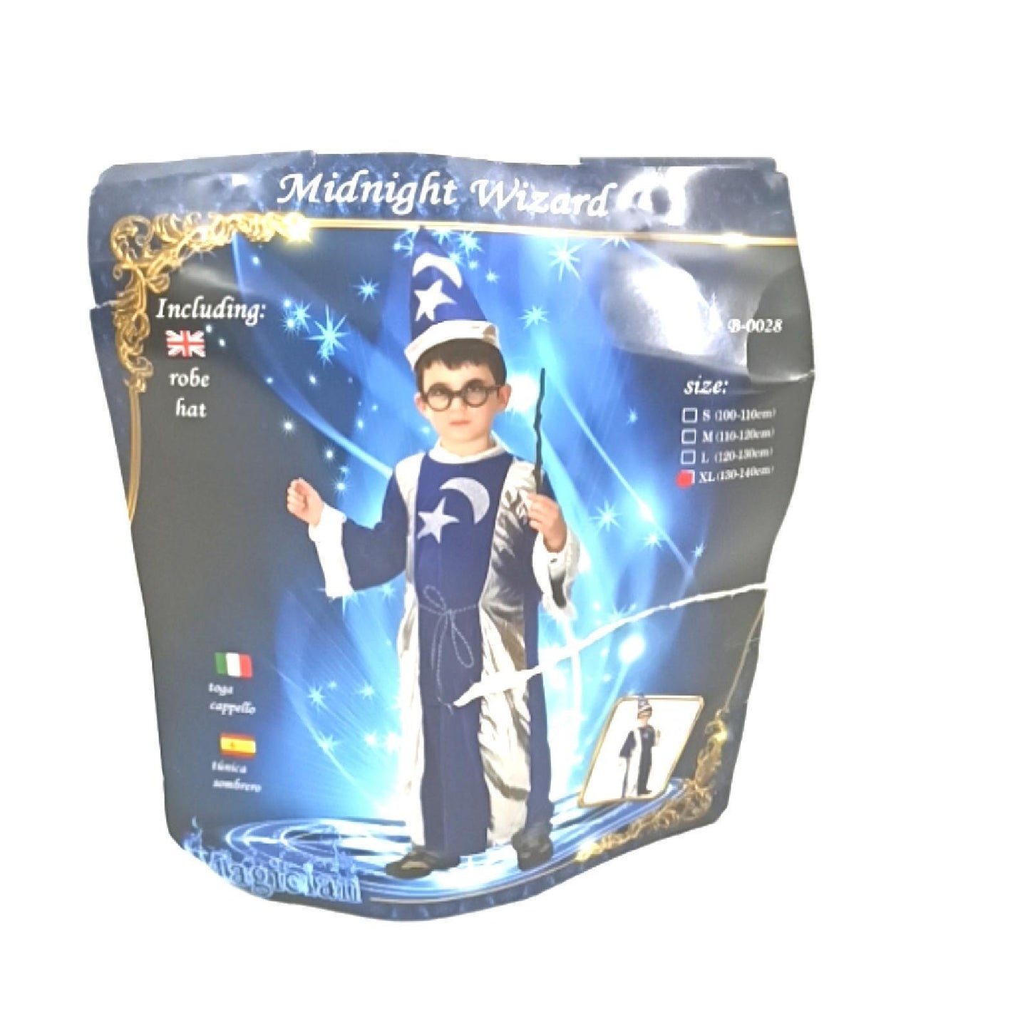 Merlin Zauberkostüm Kindergröße XL blau silber Karneval Halloween Verkleidung Geschenk Weihnachten