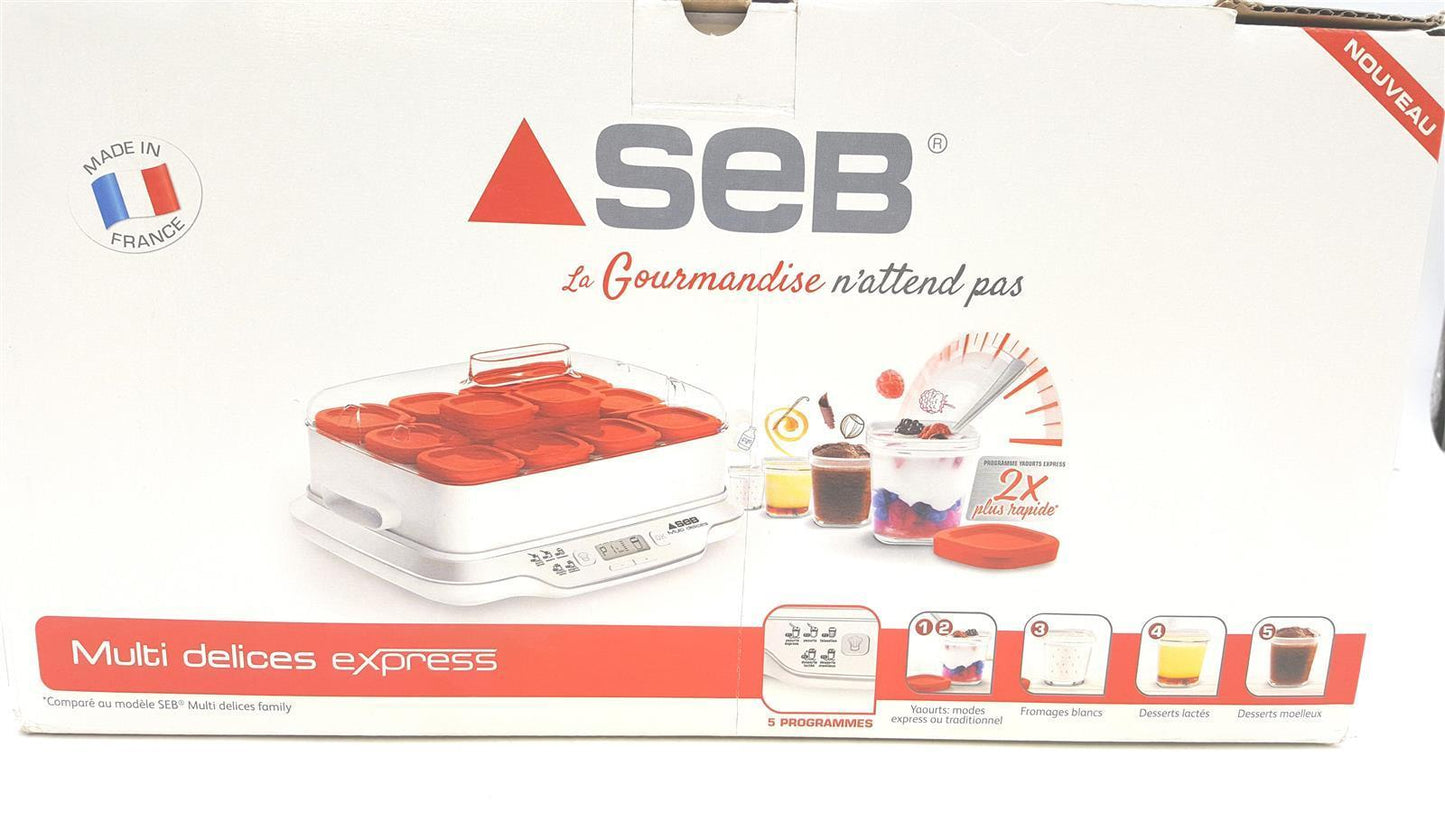 SEB YG661500 Multidelices Express Joghurtbereiter mit 12 Gläsern weiß/rot