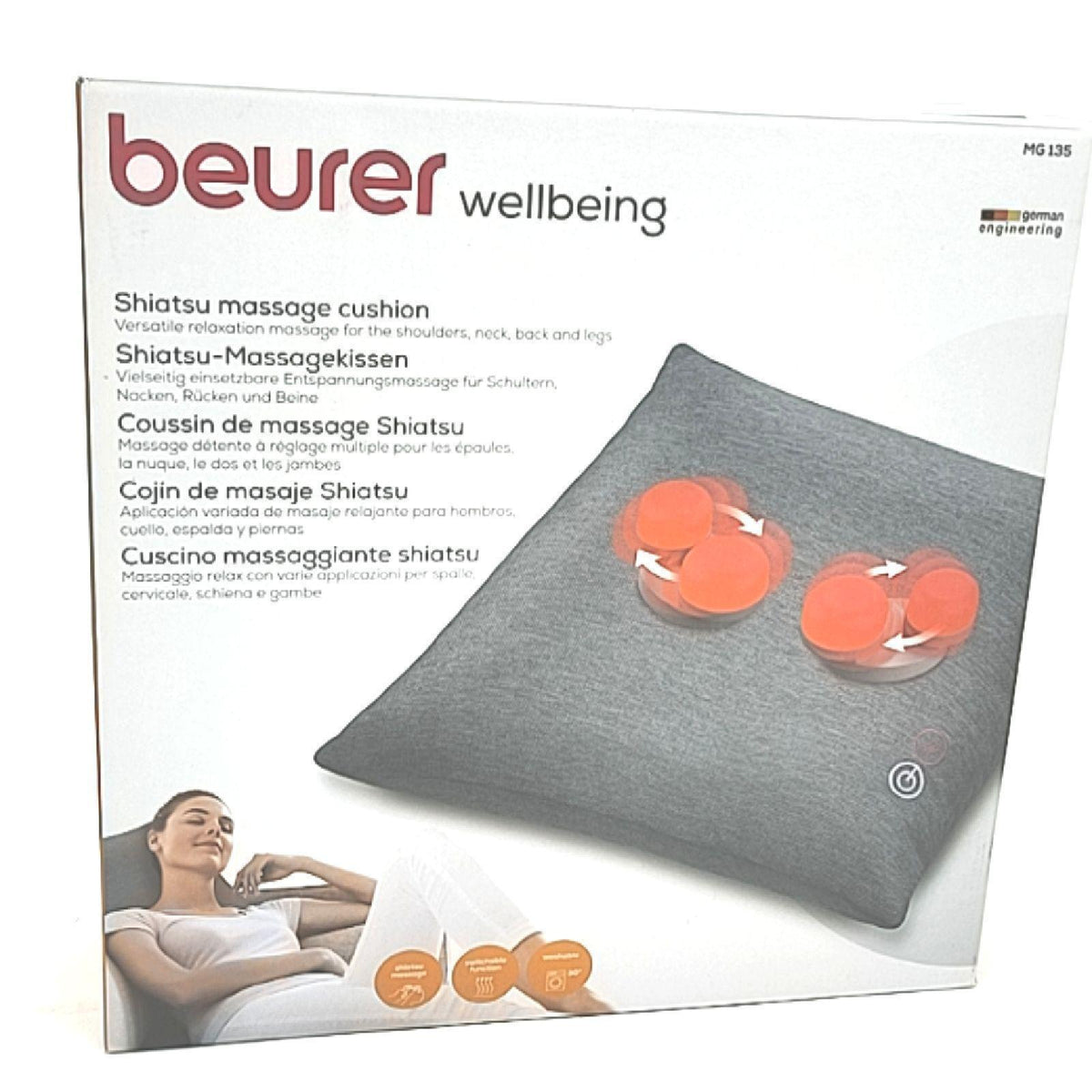 Beurer Massagekissen Körpermassage Wellness Wärmefunktion 4 Massageköpfe Shiatsu Entspannung