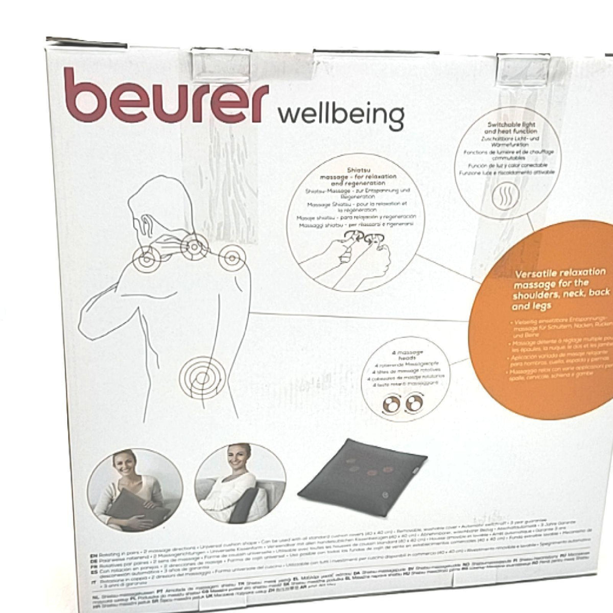 Beurer Massagekissen Körpermassage Wellness Wärmefunktion 4 Massageköpfe Shiatsu Entspannung