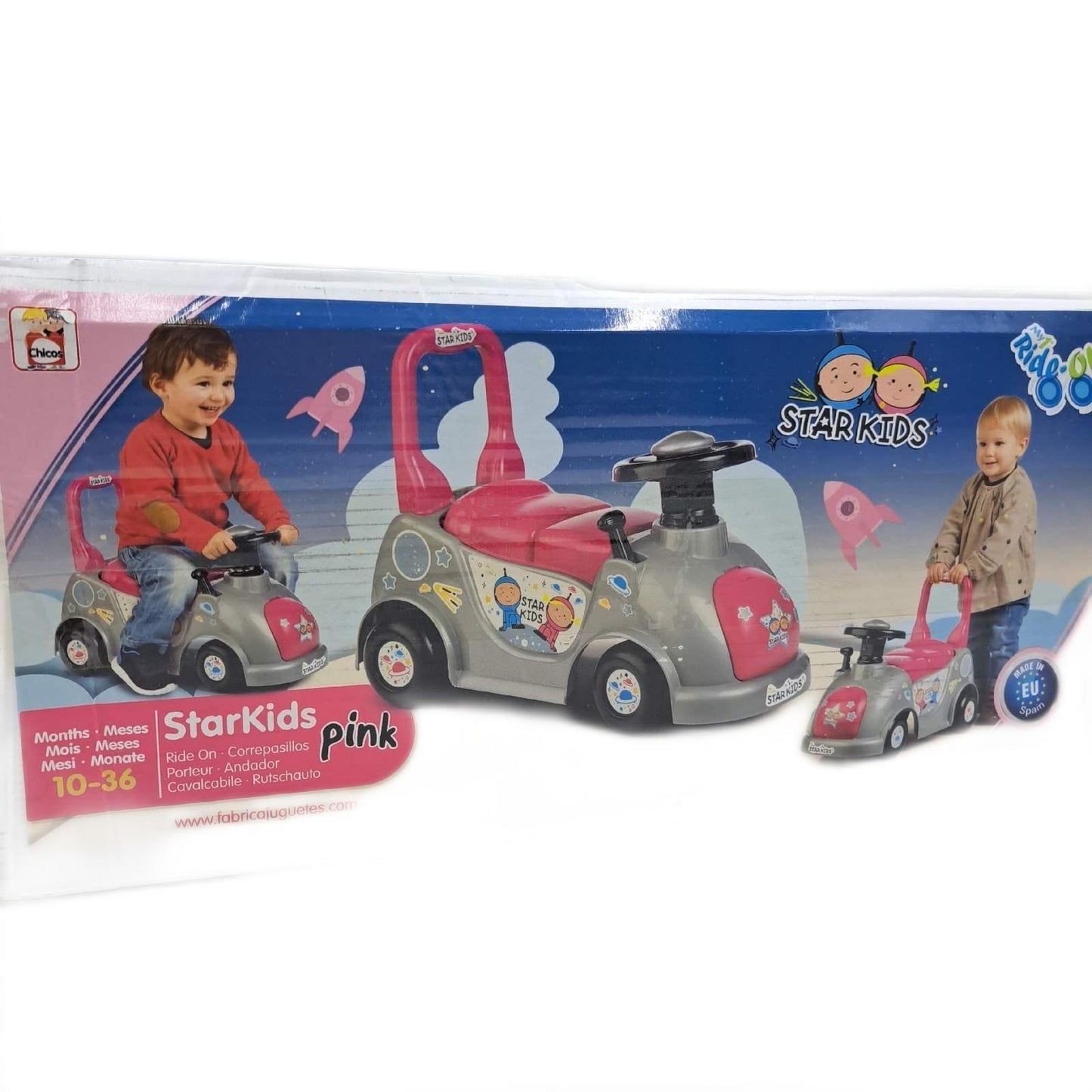 Chicos Kinder Laufrad Spielzeug Ride On Starkids Pink ab 1 Jahr sicher stabil spa