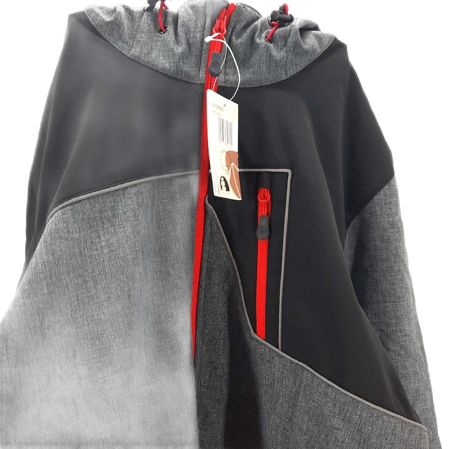 Leber&Hollman RAWPOL Herren-Schutzjacke mit Kapuze Softshell und TPU-Membran Regendicht Winddicht Reflektierend Reißverschluss Arbeitskleidung Grau und Schwarz L