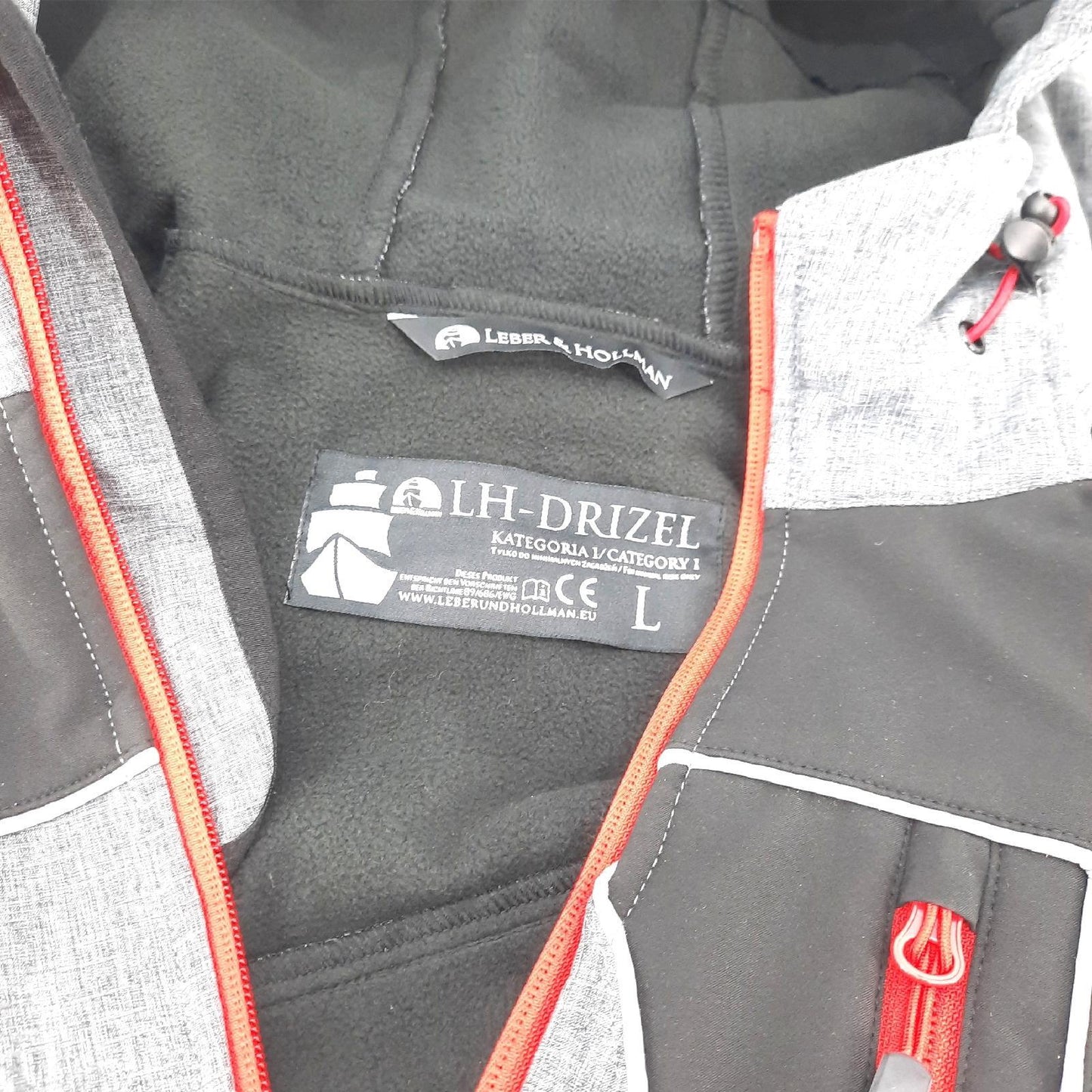 Leber&Hollman RAWPOL Herren-Schutzjacke mit Kapuze Softshell und TPU-Membran Regendicht Winddicht Reflektierend Reißverschluss Arbeitskleidung Grau und Schwarz L