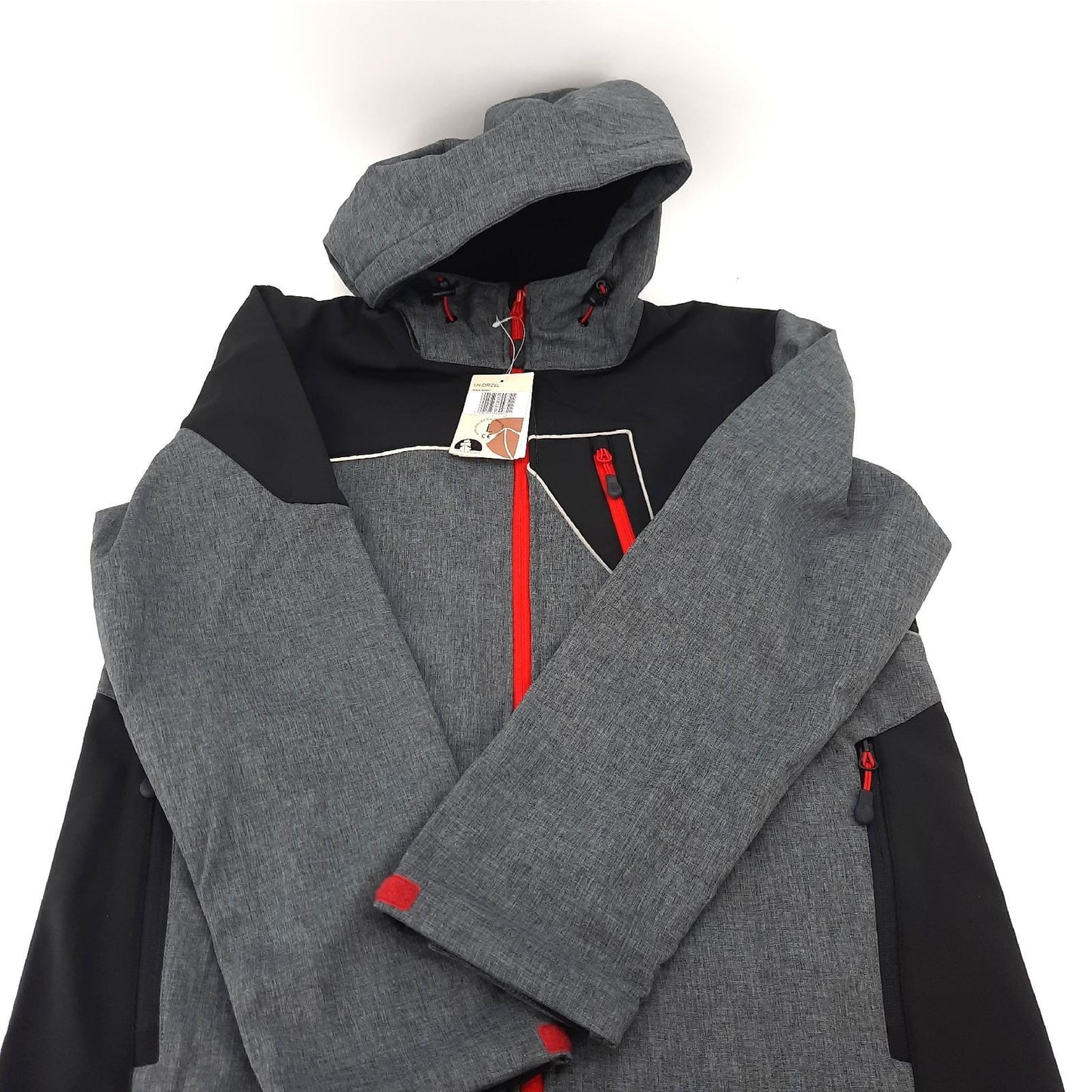 Leber&Hollman RAWPOL Herren-Schutzjacke mit Kapuze Softshell und TPU-Membran Regendicht Winddicht Reflektierend Reißverschluss Arbeitskleidung Grau und Schwarz L
