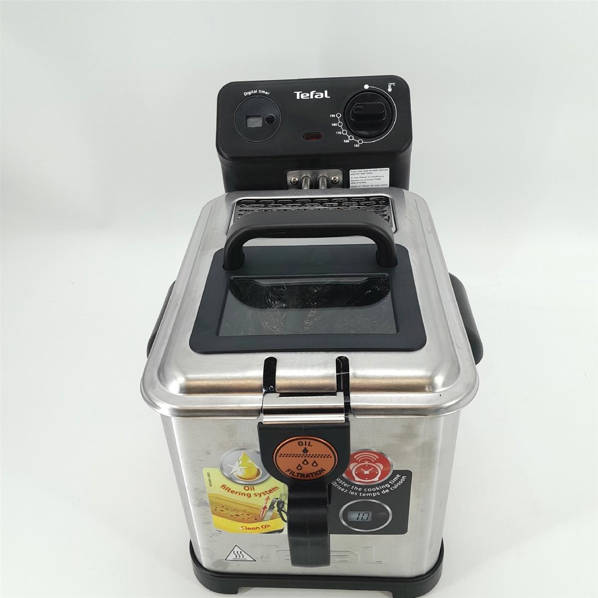 Tefal Filtra Pro Friteuse 4 Liter Edelstahl 2400 Watt Timer Thermostat Kalte Zone Fenster