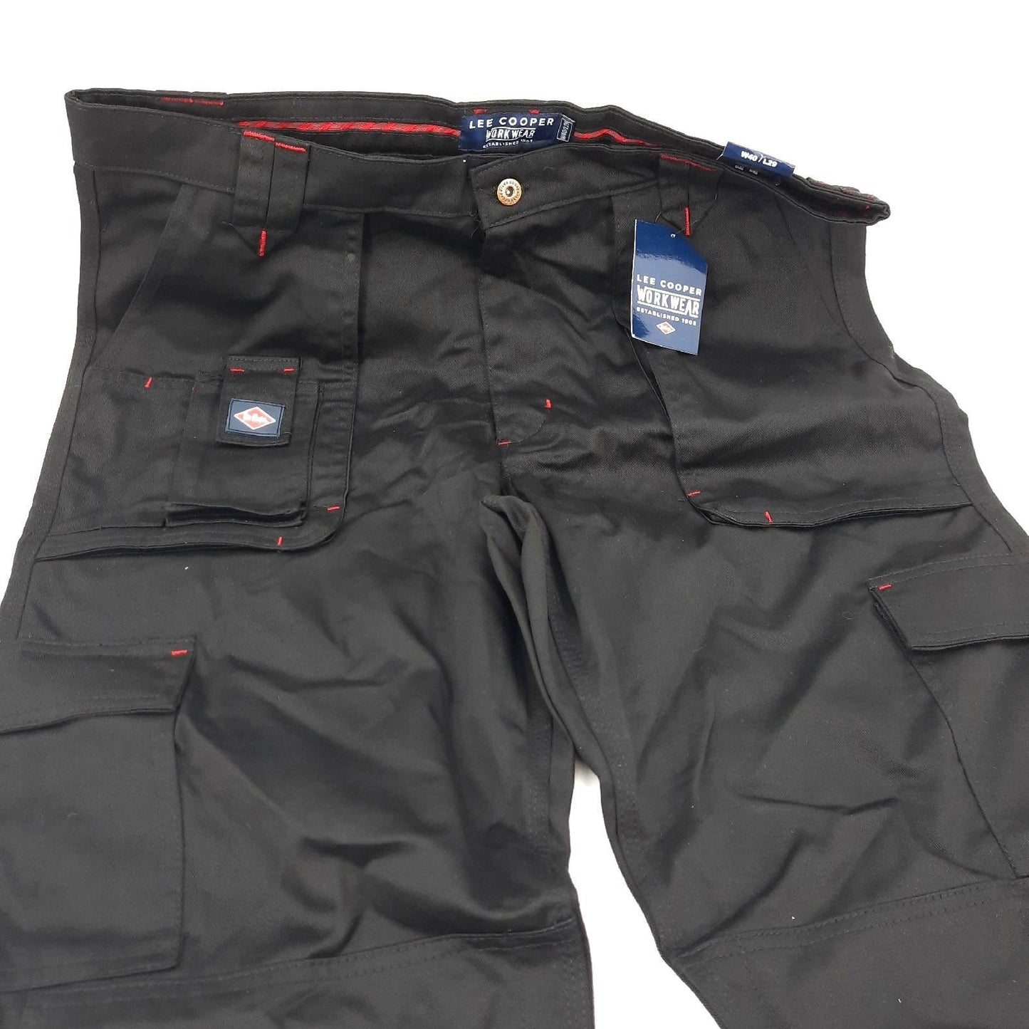 Lee Cooper Cargohose Arbeitskleidung Herren LCPNT206 Multi Taschen Strapazierfähig Schwarz