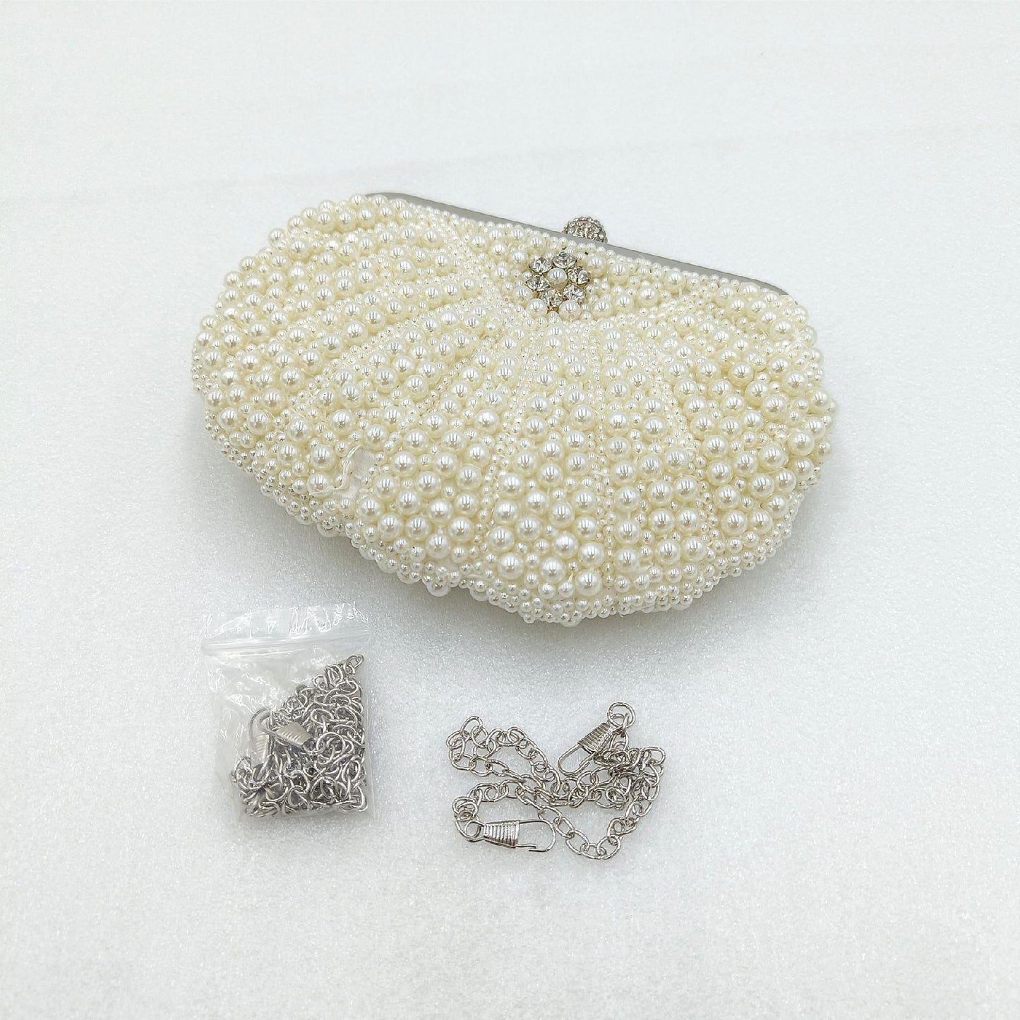 BAIGIO Elegante Damen Clutch Perlen Abendtasche Diamant Ketten kleine Perlen