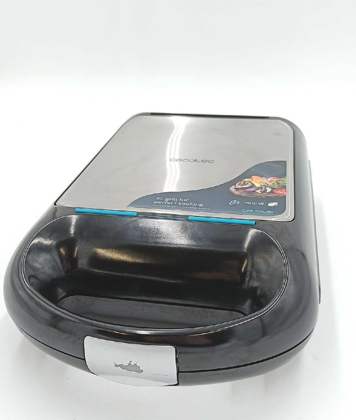 Cecotec Sandwichmaker Rock'nToast Family Grill. 1500 W, Grillplatte, Antihaftbeschichtung, 180º Drehmechanismus, Schnelles Aufheizen, Edelstahl-Finish